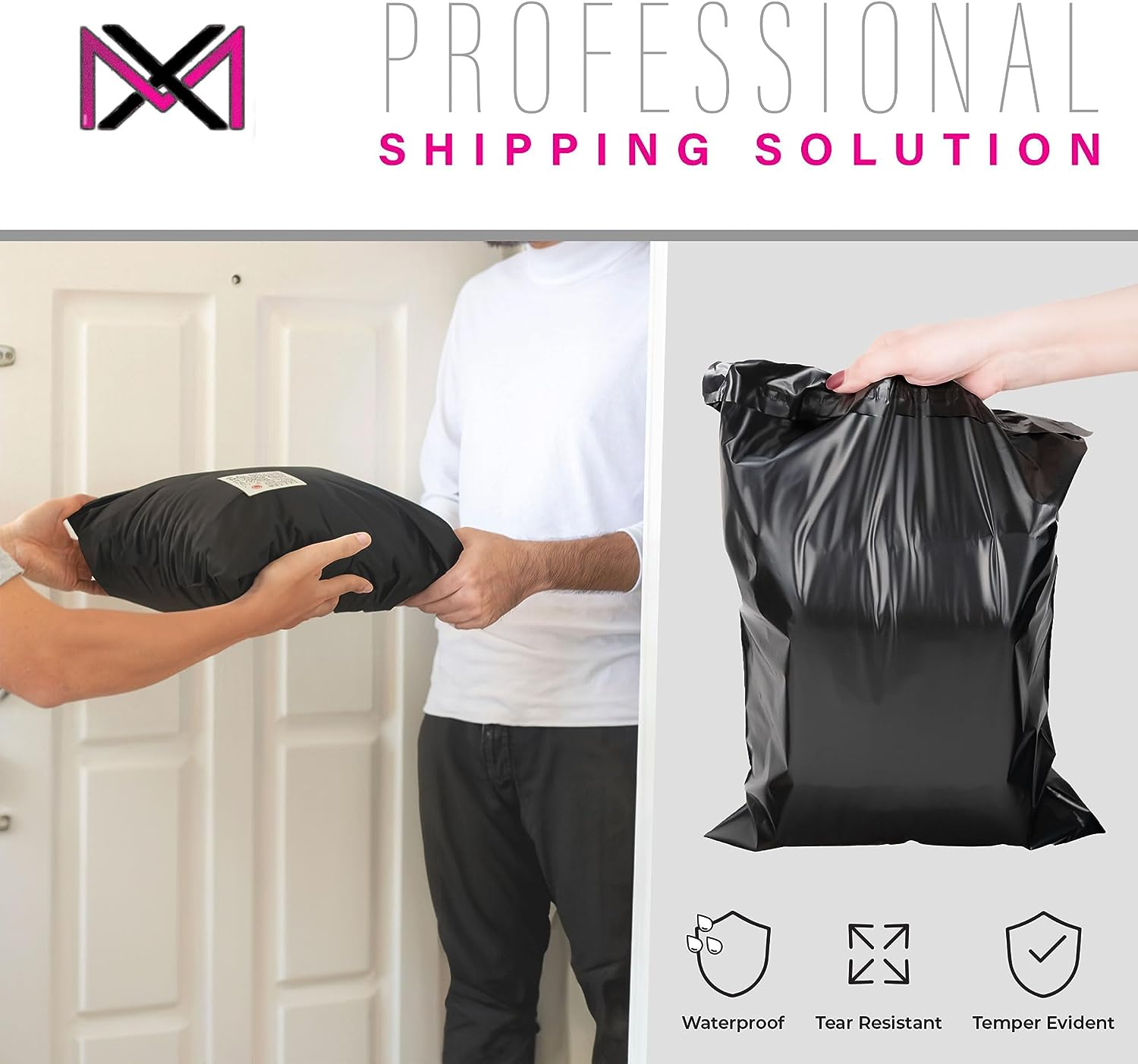 Postage Bags for Clothes - Pack of 20 - Black 14X19 Inch Parcel for Posting - Self Seal Postal Packaging - Tear Resistant Mailing and Shipping image number 6