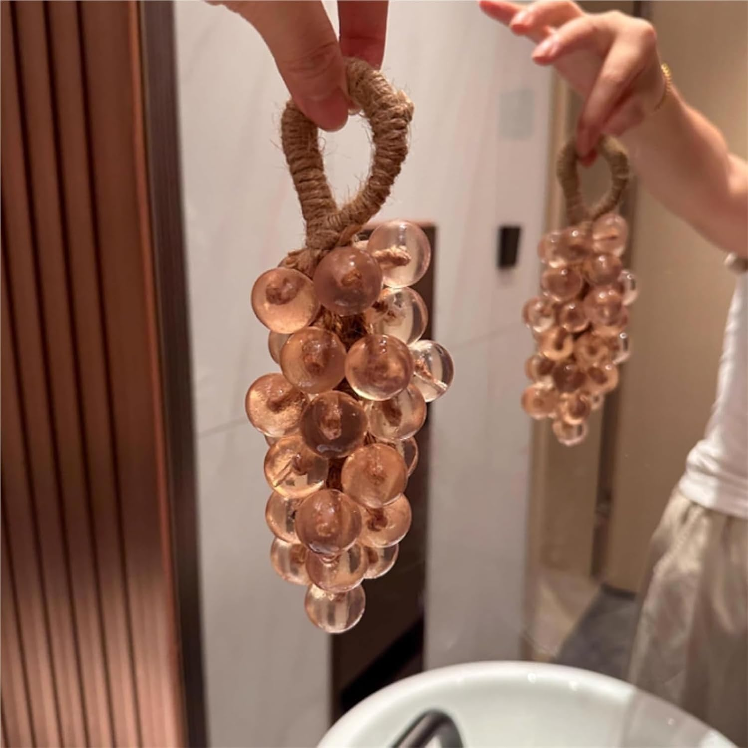 Grape Soap on a Rope, Handmade Crystal Grape Soap Gentle Cleansing, for Body, Hand＆Face Cleanser for Soft, Smooth Skin, Fresh Air(Greentea)