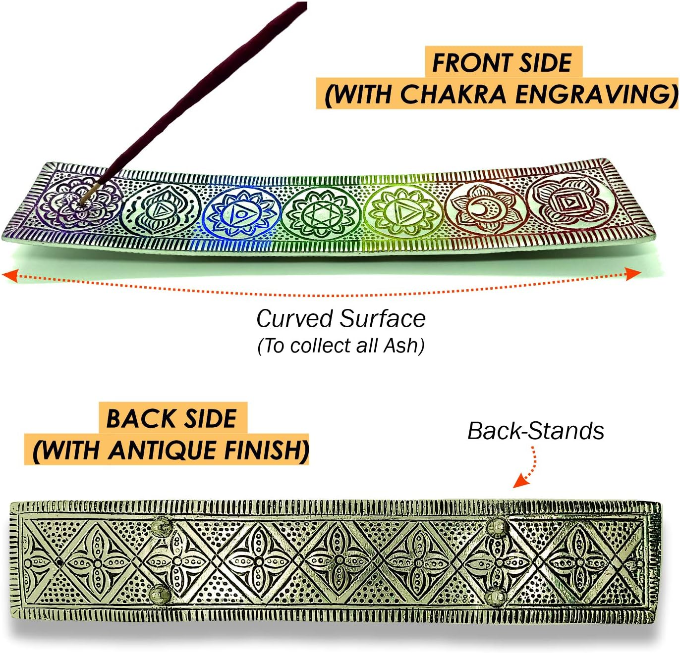 Chakra Incense Holder for Sticks - Handmade Dual Inscents- Holders | Perfect as Spiritual or Meditation Insense Holder (10 Inch) image number 3
