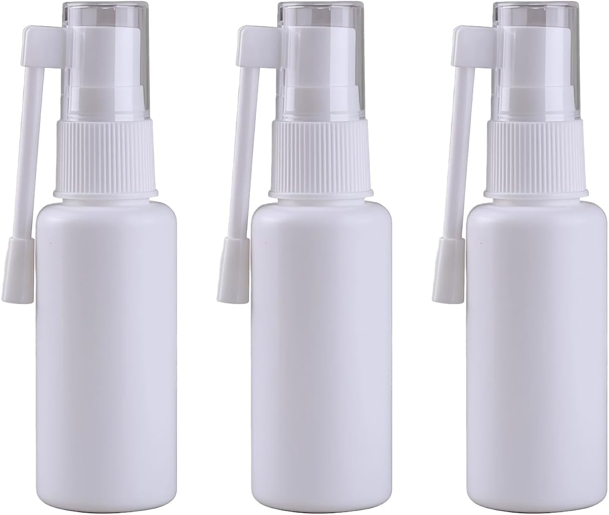 UPSTORE 3PCS 1Oz(30Ml) Plastic Nasal Spray Bottle with 360 Degree Rotation Refillable Empty Throat Sprayer Pump Cleaning Container Travel Sized Sub Cosmetic Bottle (White)
