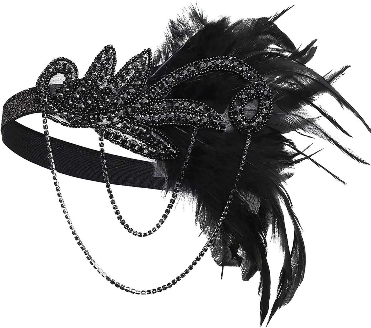 Aoozleny 1920S Women Feather Flapper Vintage Headpiece Roaring 20S Great Gatsby Headband