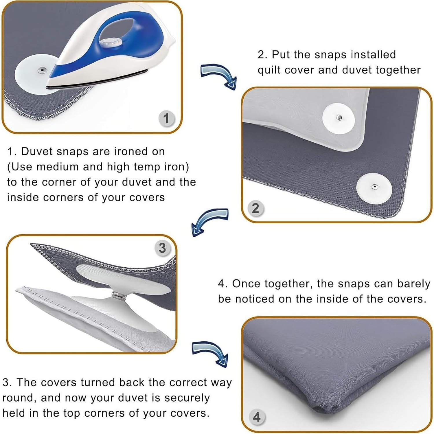 Duvet Cover Snap Clips Metal Snap, Quilt Holder (10 Pairs) image number 2