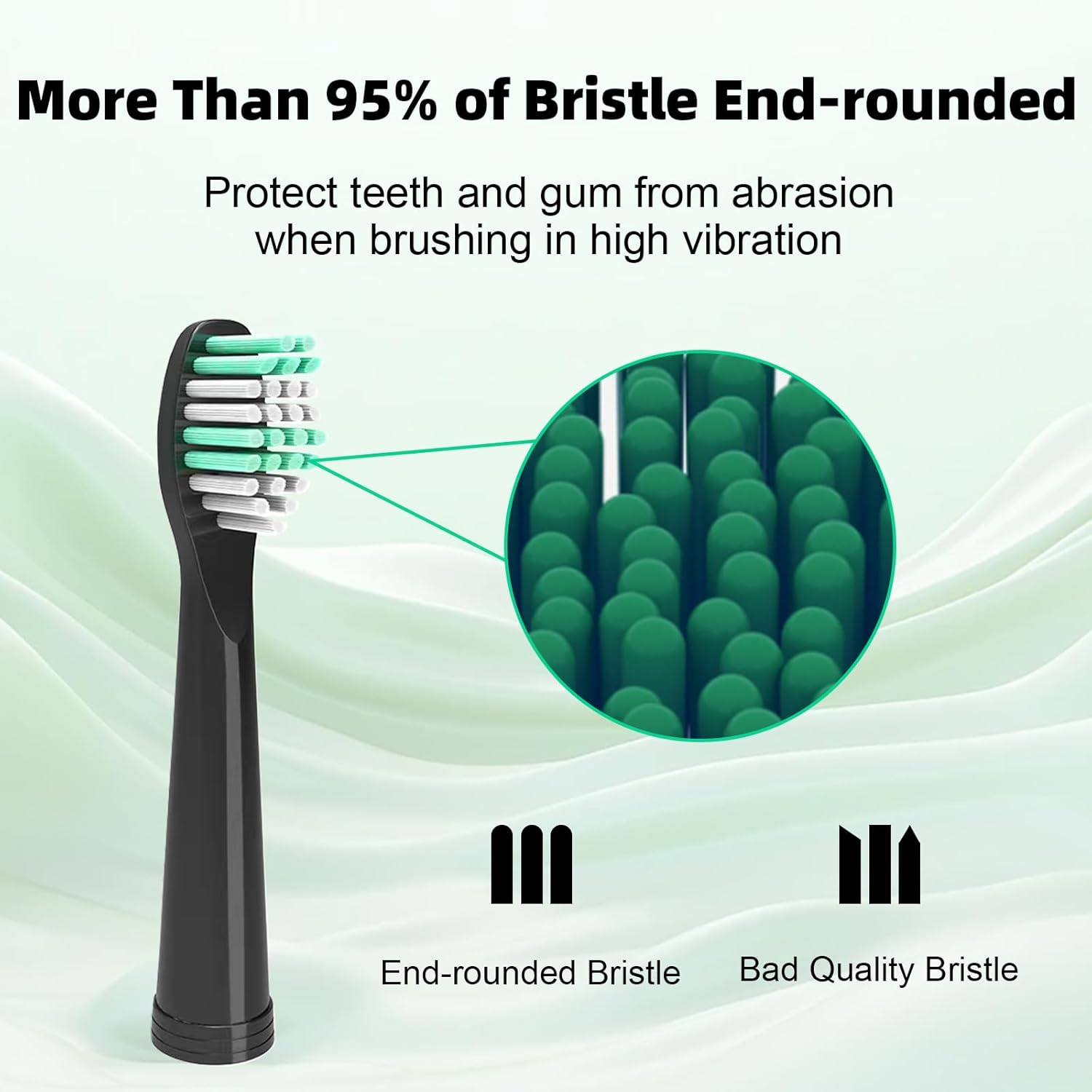 10 Pack Compatible with Rtauys M5 Sonic Electric Toothbrush Replacement Brush Heads with Dust Cover,For Rtauys M5 Sonic Electric Toothbrush (Black, M) image number 5