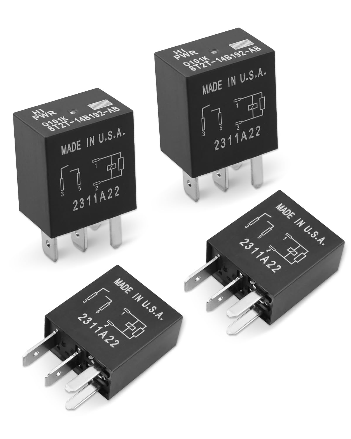 Automotive High Power Relay Kit Fit for Select Ford Vehicles Replace 8T2T-14B192-AB, 12V DC 30A 4 Pins Plug-In, Pack of 4 image number 1