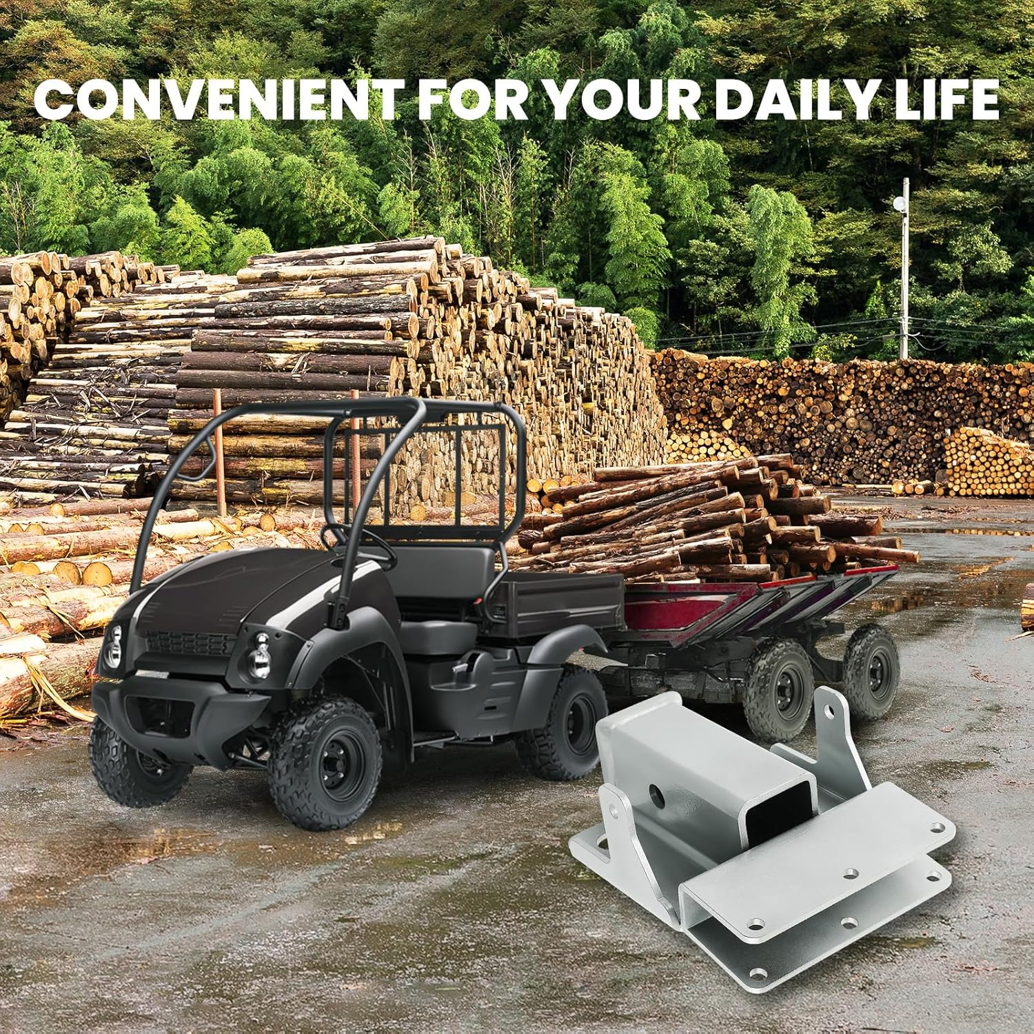 Maxpeedingrods Rear 2" Receiver Hitch Trailer Tow Hitch Kit for Kawasaki Mule 600/610 2007-2016 & Mule SX 2017-2023 image number 5