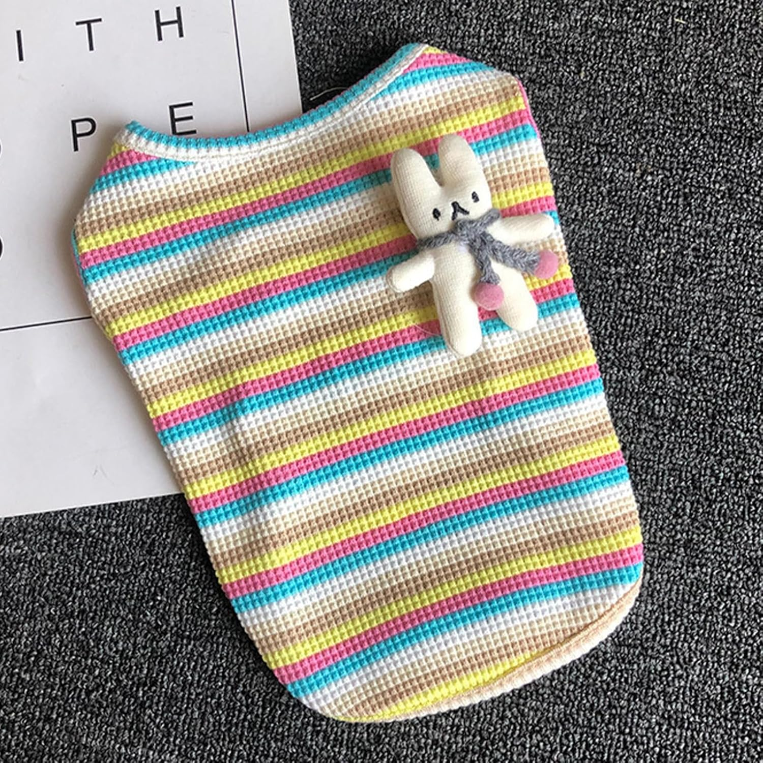 Dog Summer Vest, Stylish Cute Breathable Cat Cotton Striped Tank Tops, Dogs Breathable Sleeveless Vest Lightweight Soft Dog Cooling Vest for Daily Outdoor Travel Camping Walking(2Xl) - L image number 2