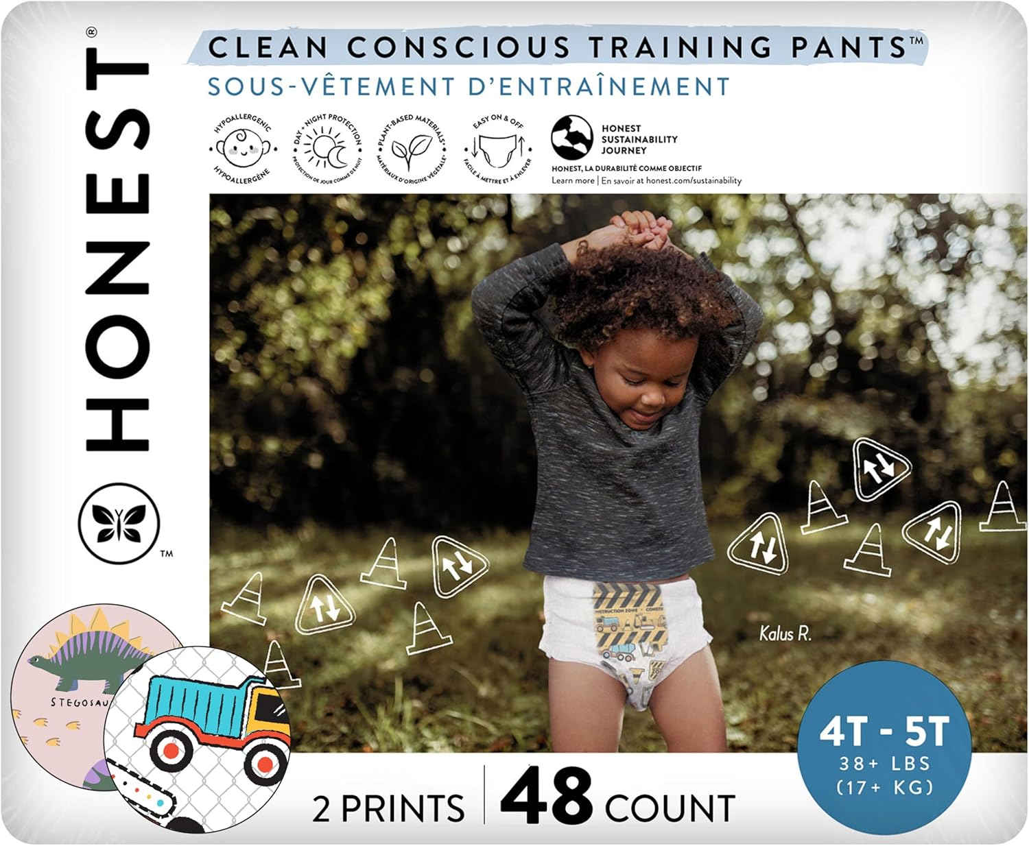 The Honest Company Clean Conscious Training Pants | Plant-Based, Sustainable Diapers | Magical Moments + Butterfly Kisses | Size 2T/3T (Up to 34 Lbs), 66 Count
