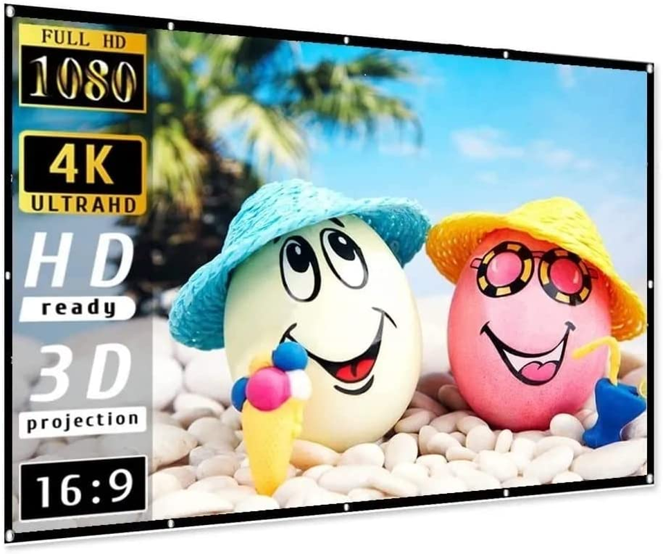 Projector Screen 100 Inch Video Projection Screen 16:9 HD Foldable Anti-Crease Portable Projector Movies Screen for Home Theater Gaming Office Presentation Double Sided Projection