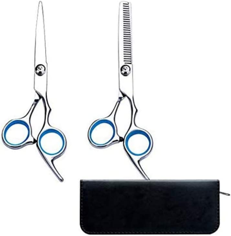 6" Pro Hair Cutting & Thinning Scissors Barber Salon Hairdressing with PU Case, Pack of 2