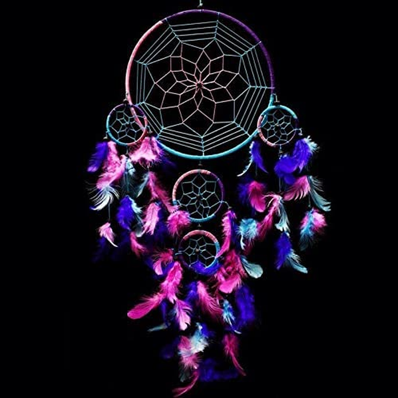 Dream Catcher Wall Hanging Large Multi Colour Handcrafted Dreamcatcher Traditional Style Decoration Coloured Feathers 27Cm X 80Cm image number 5