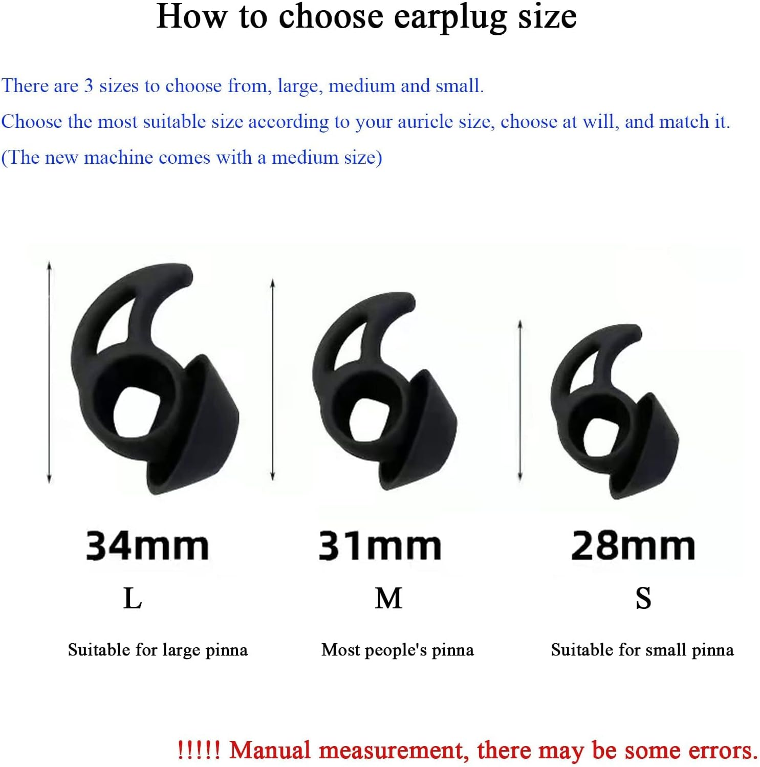 Adhiper Qc/Sport Silicone Ear Plugs Compatible with Bose Quietcomfort/Bose Sport Wireless In-Ear Headphones, S M L 3 Pairs of Silicone Replacement Ear Plugs (White) image number 5