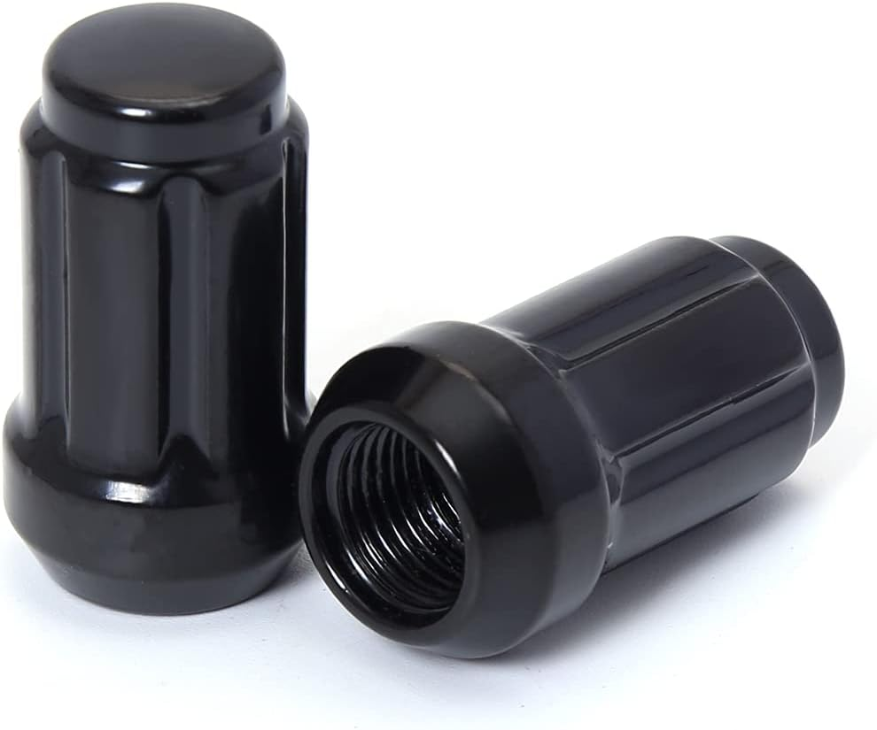 20 Pcs M12X1.25 Black 6 Spline Lug Nuts with Socket Key - anti Theft, 1.38" Long image number 1