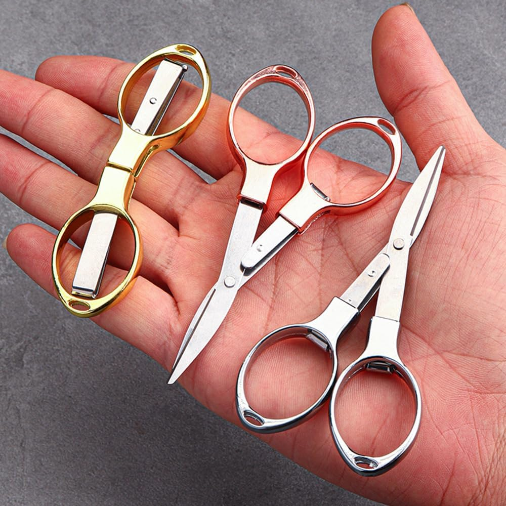Stainless Steel Travel Scissors, Foldable Mini Safety Scissors, 3-Piece Set, Portable for Nurse Travel Office