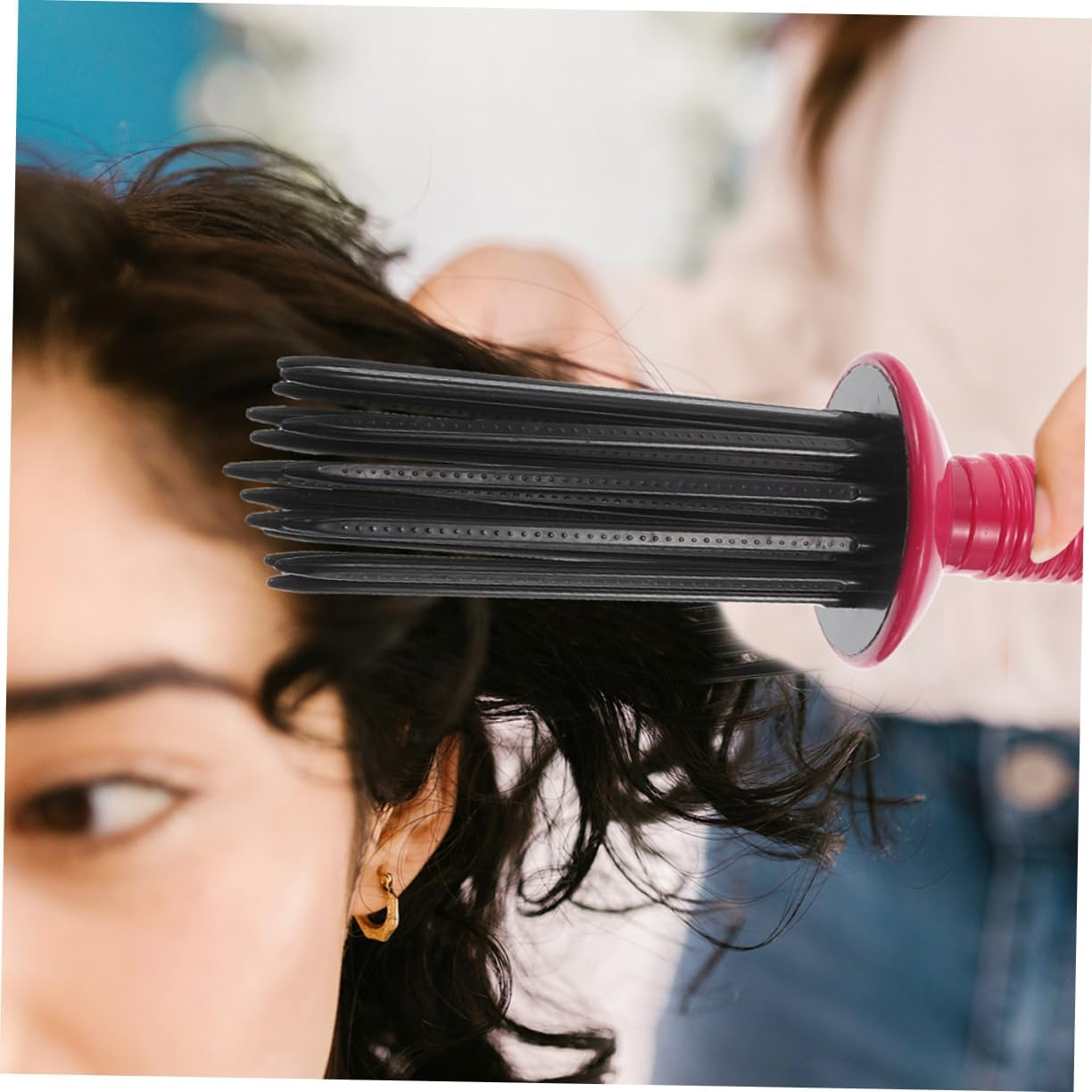 Generic 2Pcs Curly Hair Styling Comb Slip Curling Wand for Salon Quality Volume Fluffy Blow Drying Comb Versatile Curly Hair Tools for Home Travel image number 3