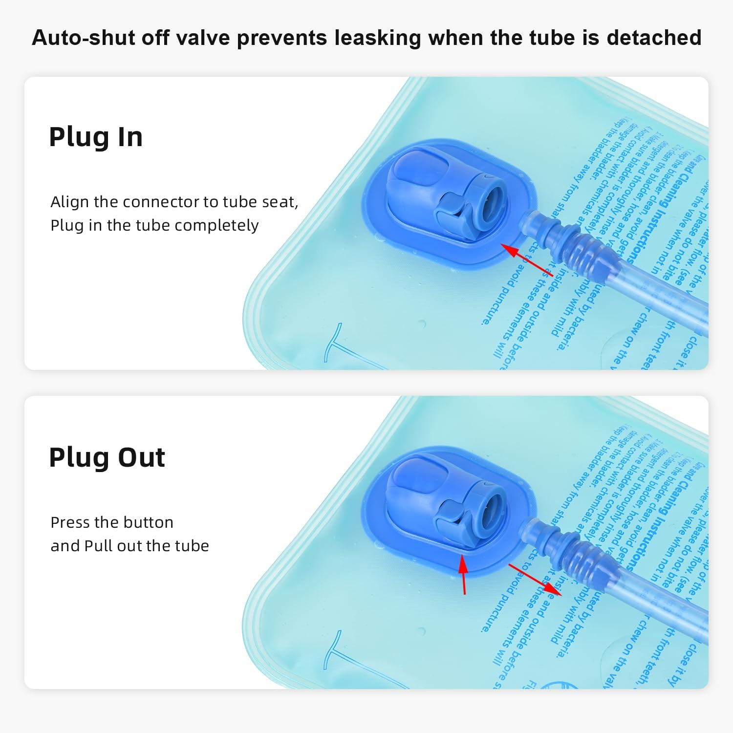 Hydration Bladder, Water Bladder 2L BPA Free for Hydration Backpack Replacement, Leak Proof Water Reservoir for Hiking Running Cycling Skiing Camping Outdoor Sports image number 3