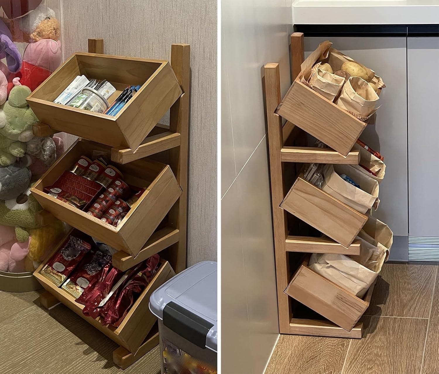 Snack Storage Rack Storage Baskets， Snack Display Stand for Produce/Fruit/Vegetable image number 4