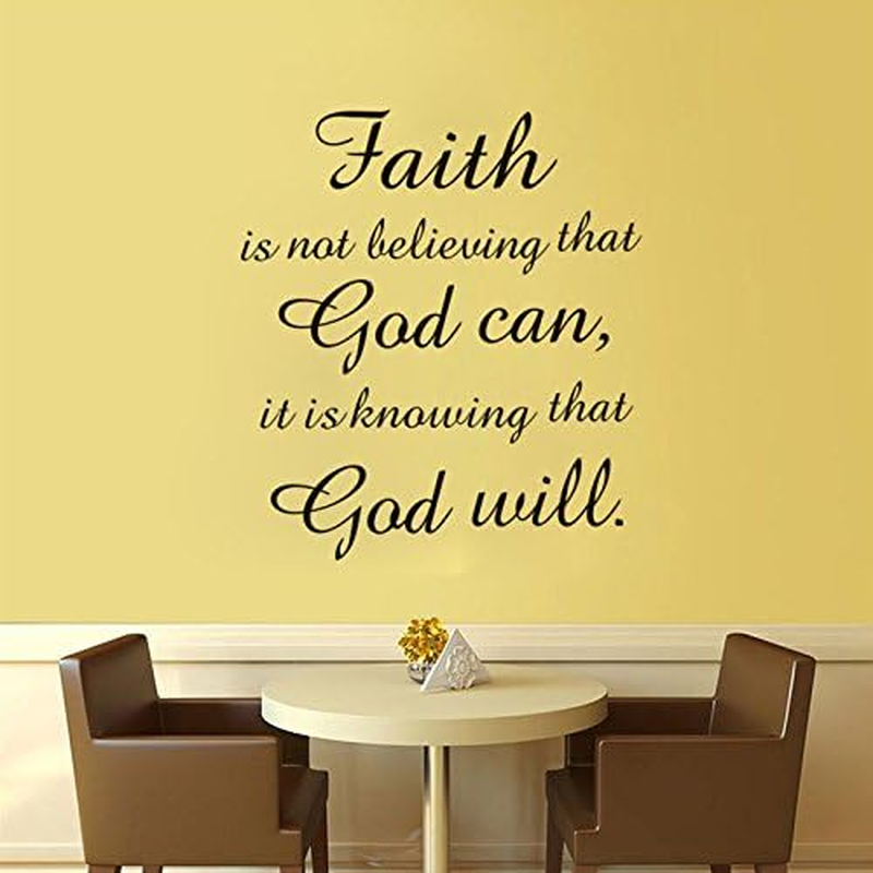 Wall Sticker, Faith God Quote Vinyl Art Wall Sticker Black PVC Removable Wall Decal Home Study Home Living Room Bedroom Decoration image number 4