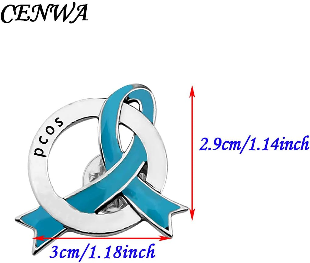 CENWA PCOS Gift Polycystic Ovary Syndrome Gift Teal Awareness PCOS Ribbon Pin PCOS Awareness Jewelry image number 3