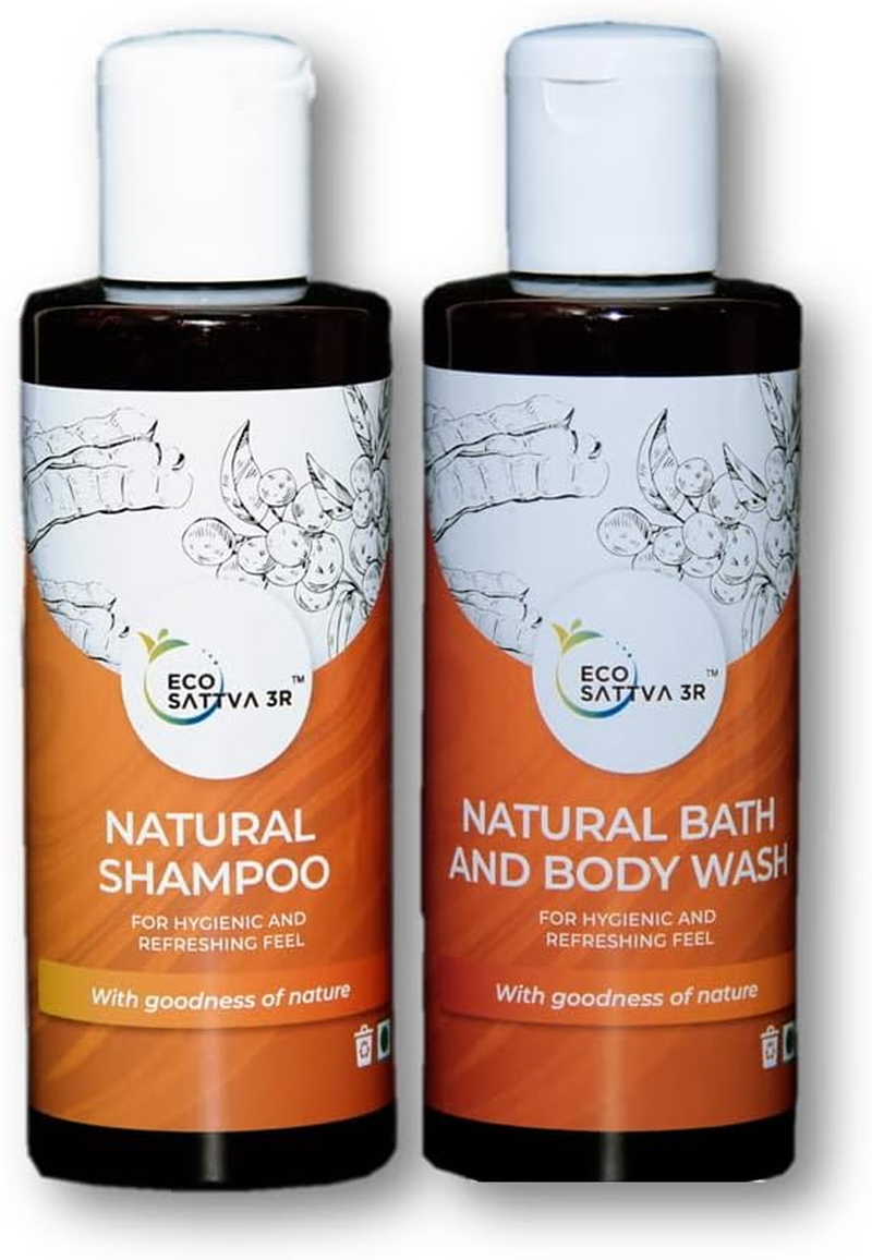 Shower Combo - Ecosattva 3R - Natural Bath&Body Wash and Natural Shampoo (200Ml Each) image number 2