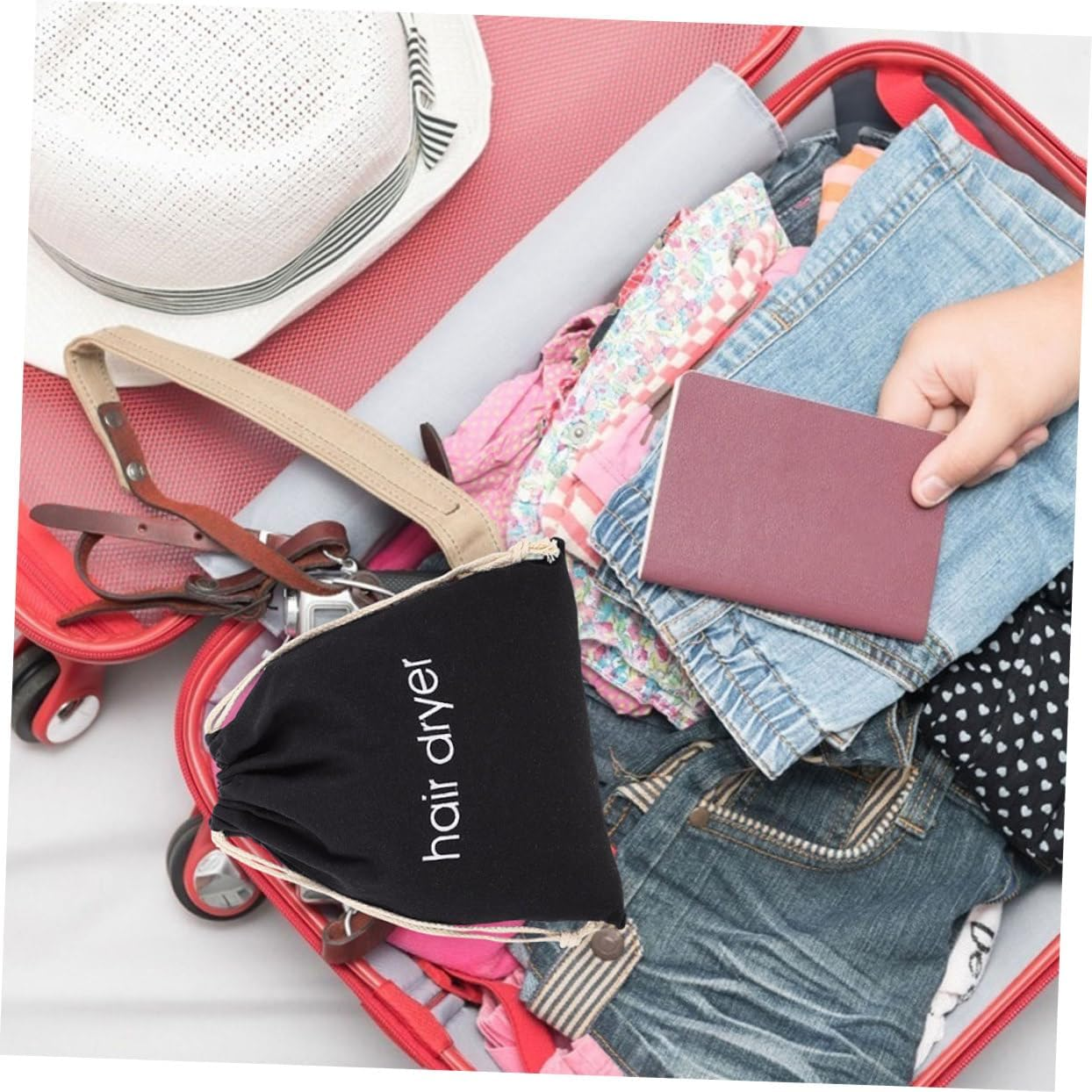 Healvian 4Pcs Drawstring Storage Bags for Hair Dryer Canvas Holders for Easy Organization Practical Scratch Design for Home and Travel Use image number 3