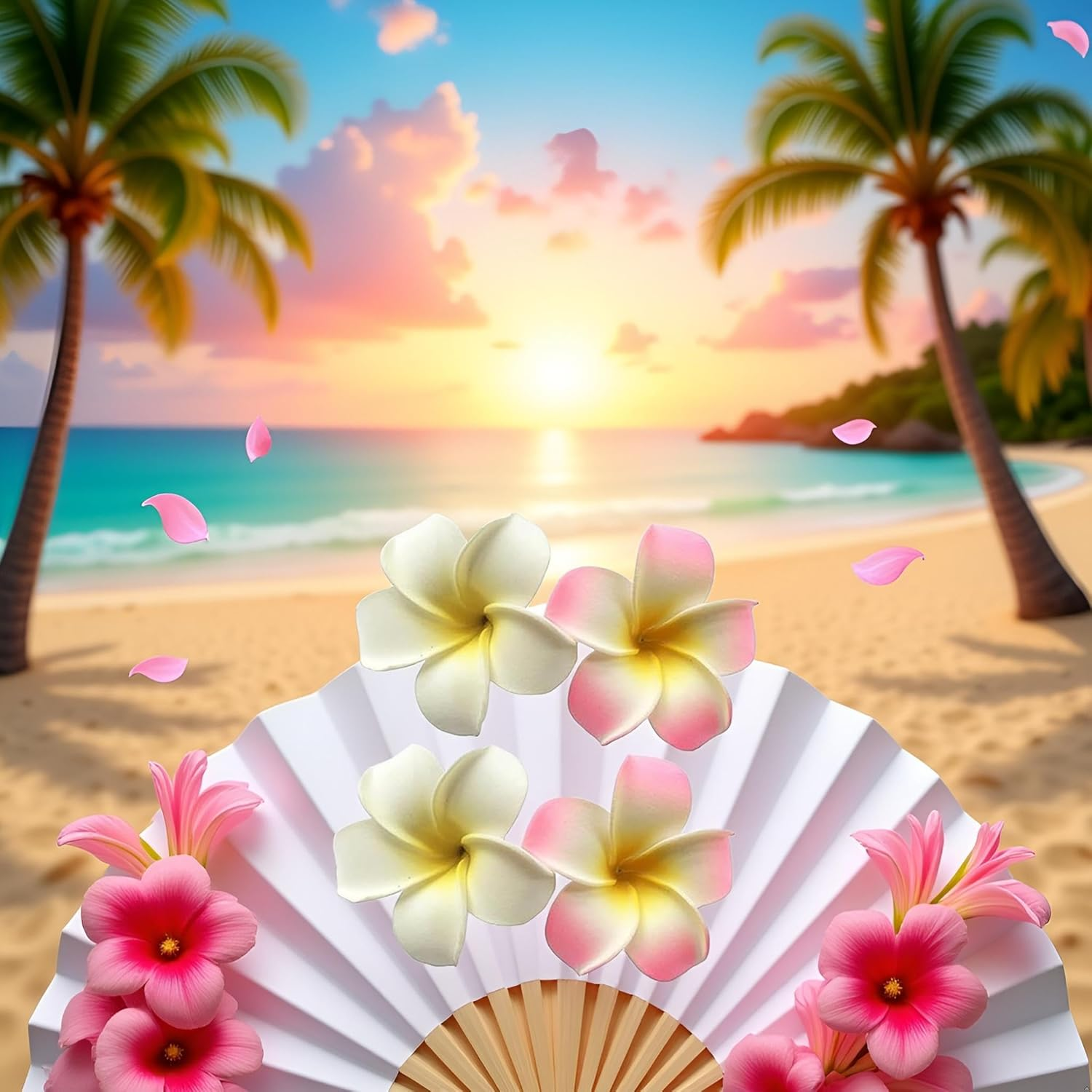 Pack of 4 7 Cm White and Pink Hawaiian Frangipani Plumeria Foam Head Flower Party Beach Hair Clip Hair Clips image number 2