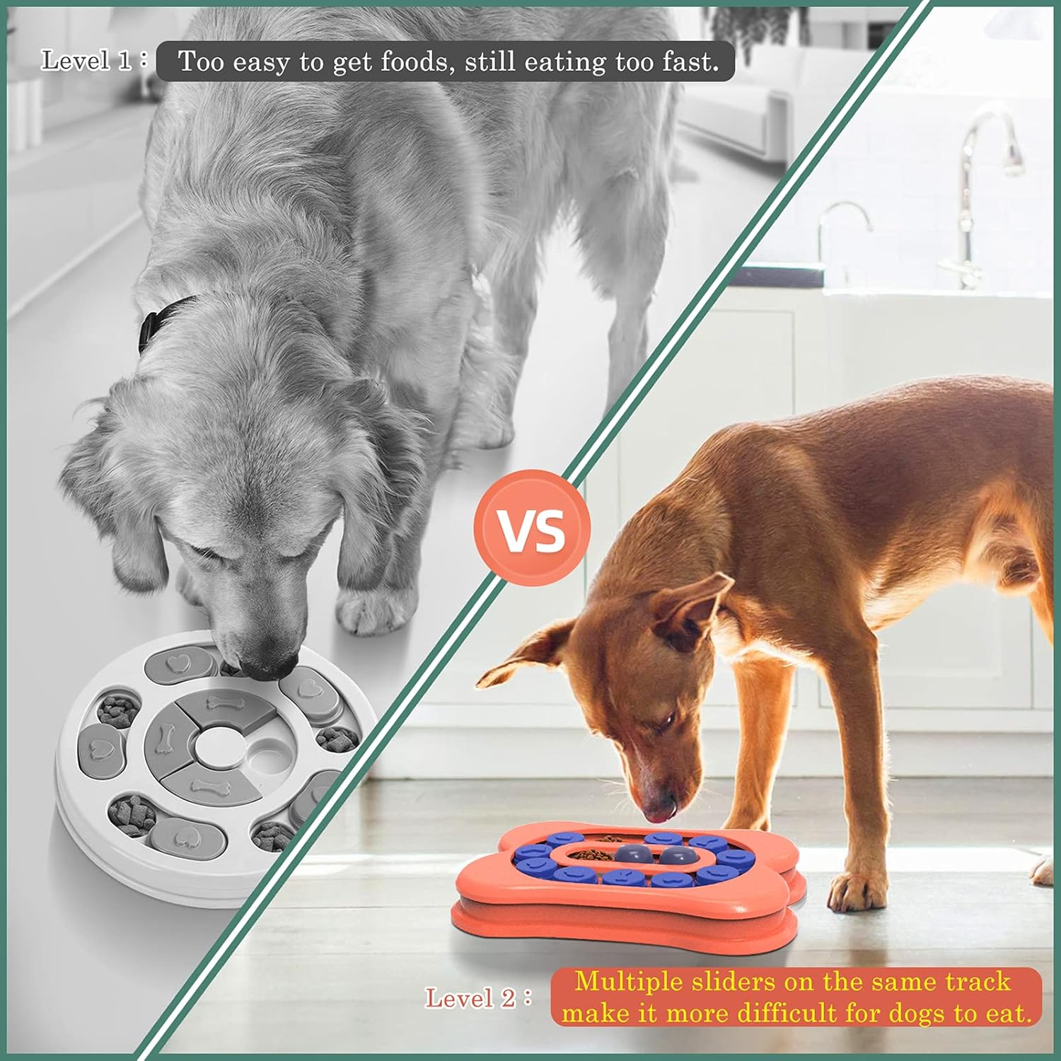 [Difficulty-Level Adjustable] Dog Puzzle Toys, Interactive Dog Toys for IQ Training & Mental Enrichment, Bone Shape Dog Enrichment Toy Gifts for Puppy Treat Dispensing