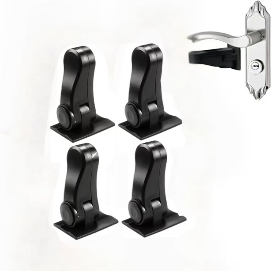 4Pcs Child Proof Door Lever Locks, Childproof Door Handle Safety Locks with Adhesive, Baby Proofing Door Handle Lock, Heavy Duty Door Handle Locks for Baby Safety and Deter Pet Opening the Door,Black image number 4