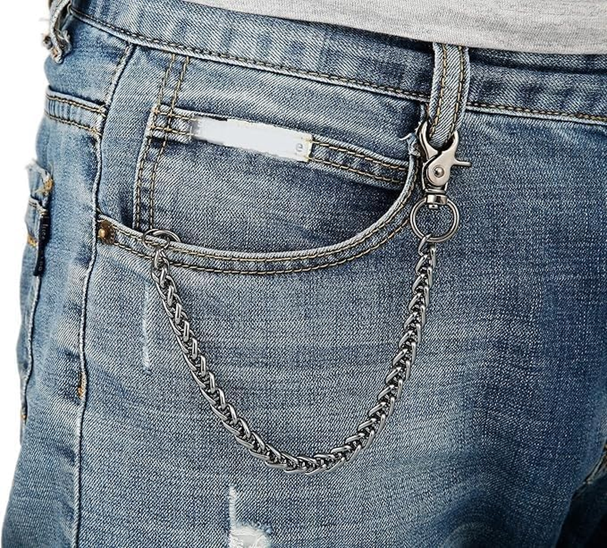Stainless Steel Wallet Chains for Men Biker Trucker Motorcycle Pants Jean Key Chain image number 2