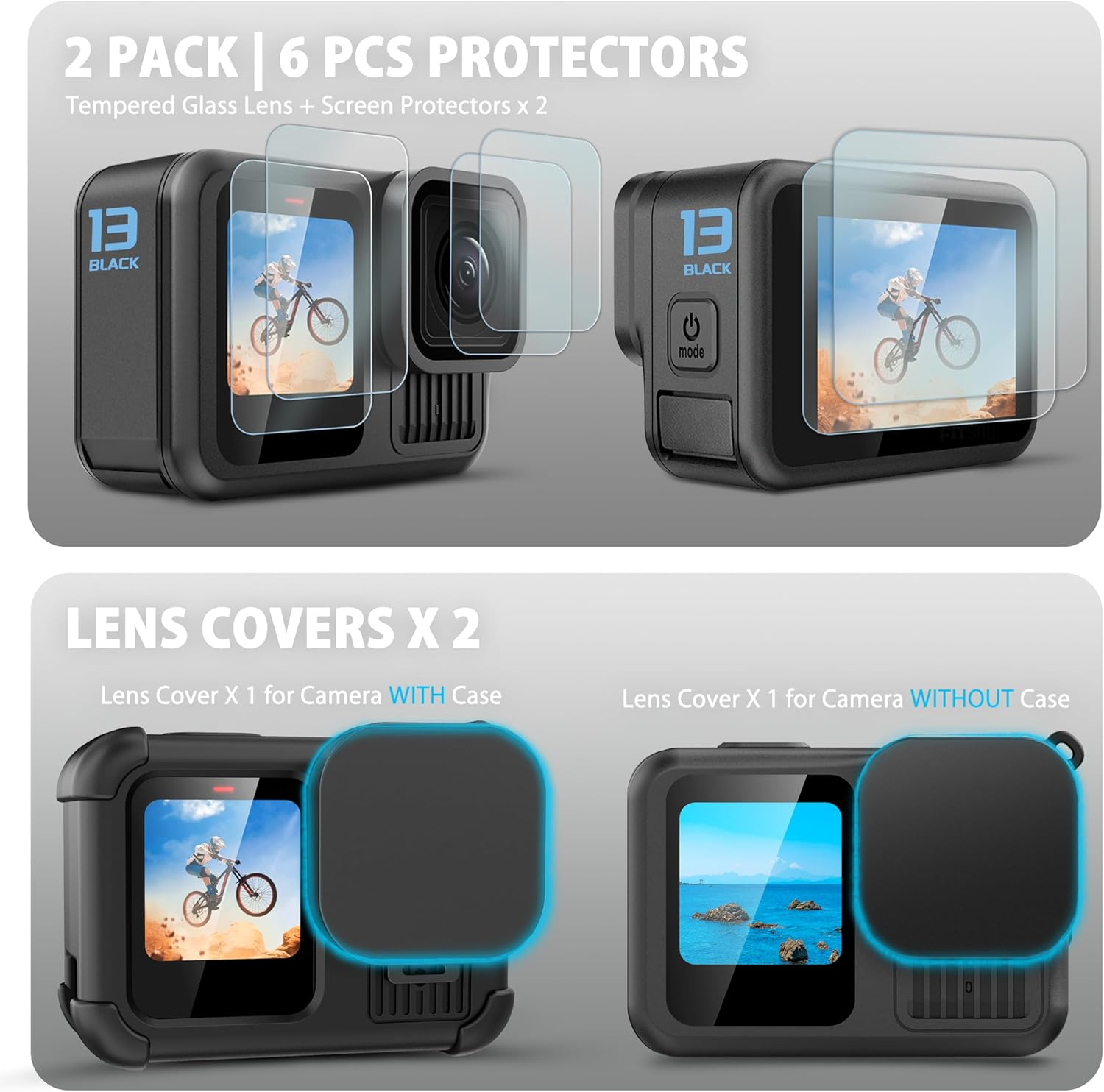 Fitstill PU Mini Carrying Case Silicone Sleeve Rubber Protective Case for Go Pro Hero 13 Black,Housing Case Replace Battery Side Cover&Screen Protectors&Lens Caps&Lanyard for Hero13 Accessories Kit image number 2