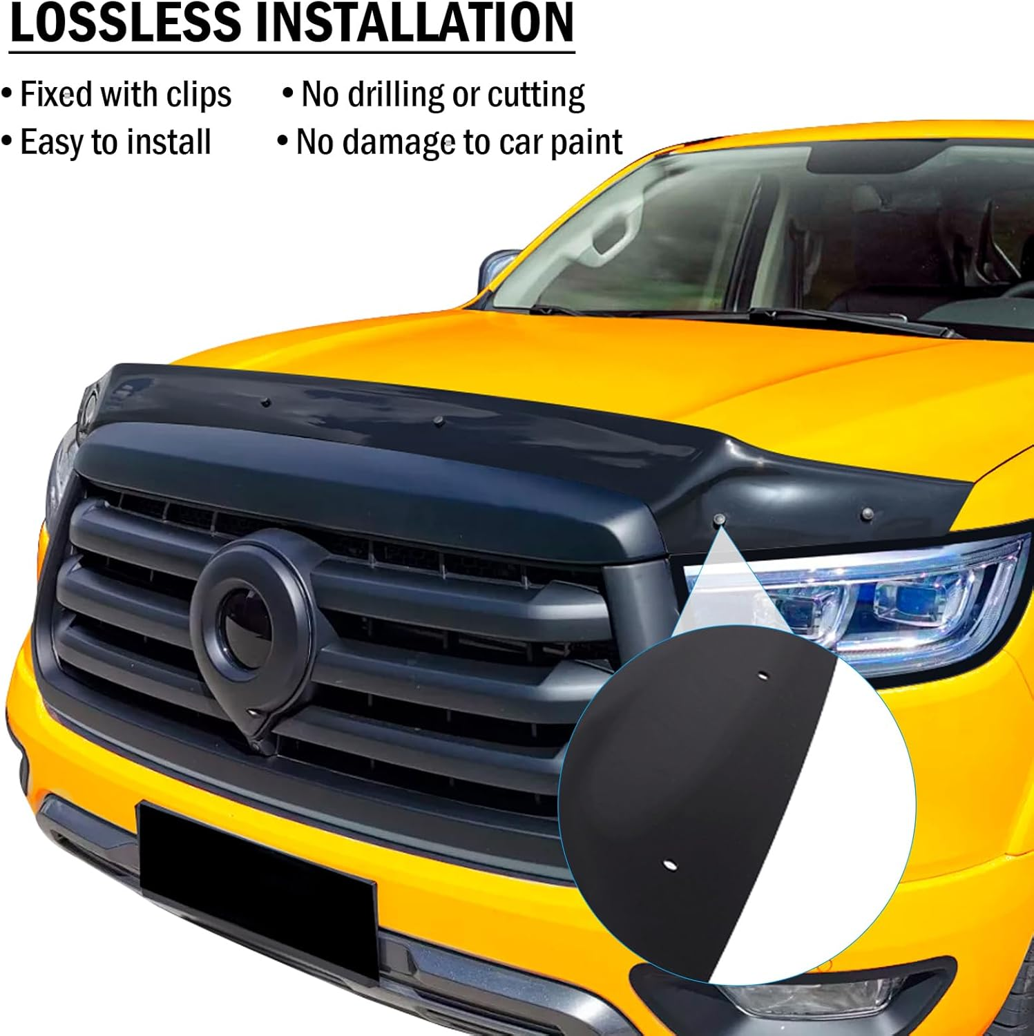 SUERAUTO4X4 Bonnet Protector Weather Shields for GWM Cannon 2020-2025/02 Pre-Facelift Accessories, Tinted Black Bonnet Stone Guard Wind Deflectors Weathershields Guard Window Visor, Ute Exterior image number 5