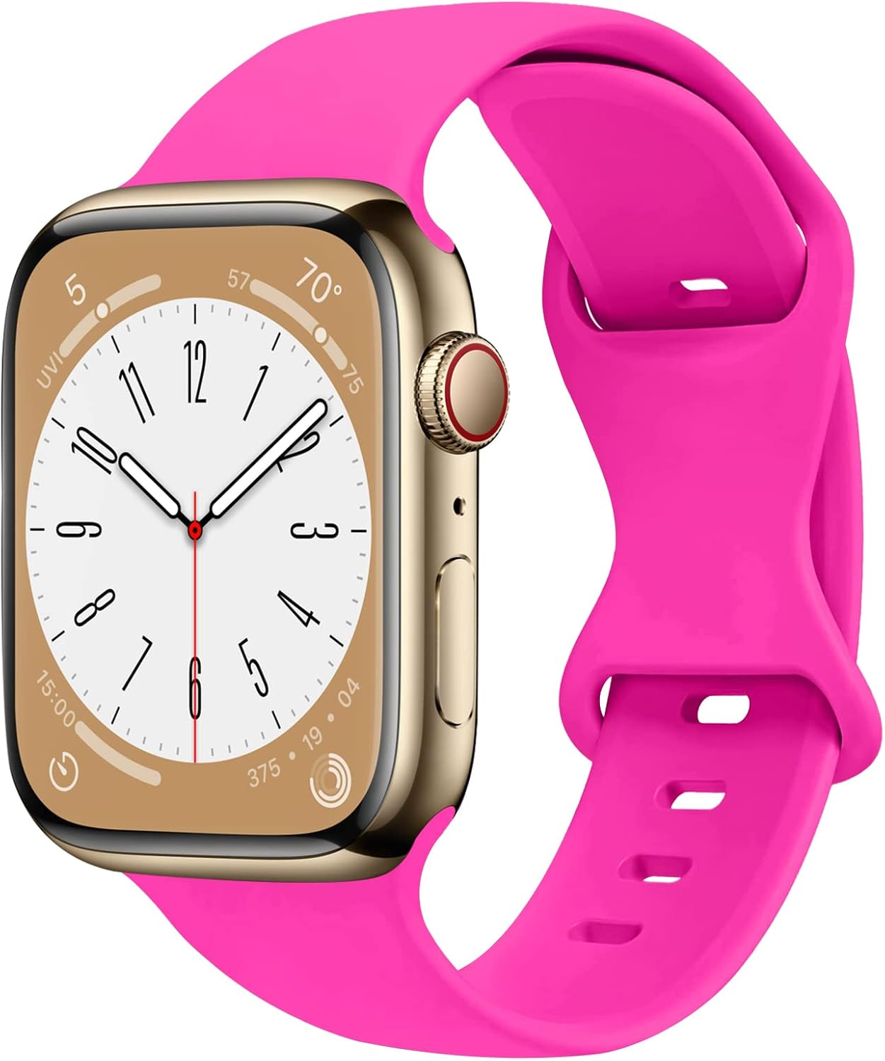 Sport Silicone Strap for Apple Watch Band 38Mm 40Mm 41Mm 42Mm 44Mm 45Mm 46Mm 49Mm Women, Butterfly Buckle Soft Waterproof Breathable Bracelets for Iwatch Ultra 3 SE 3 Series 11/10/9/8/7/6/5/4/3/2/1