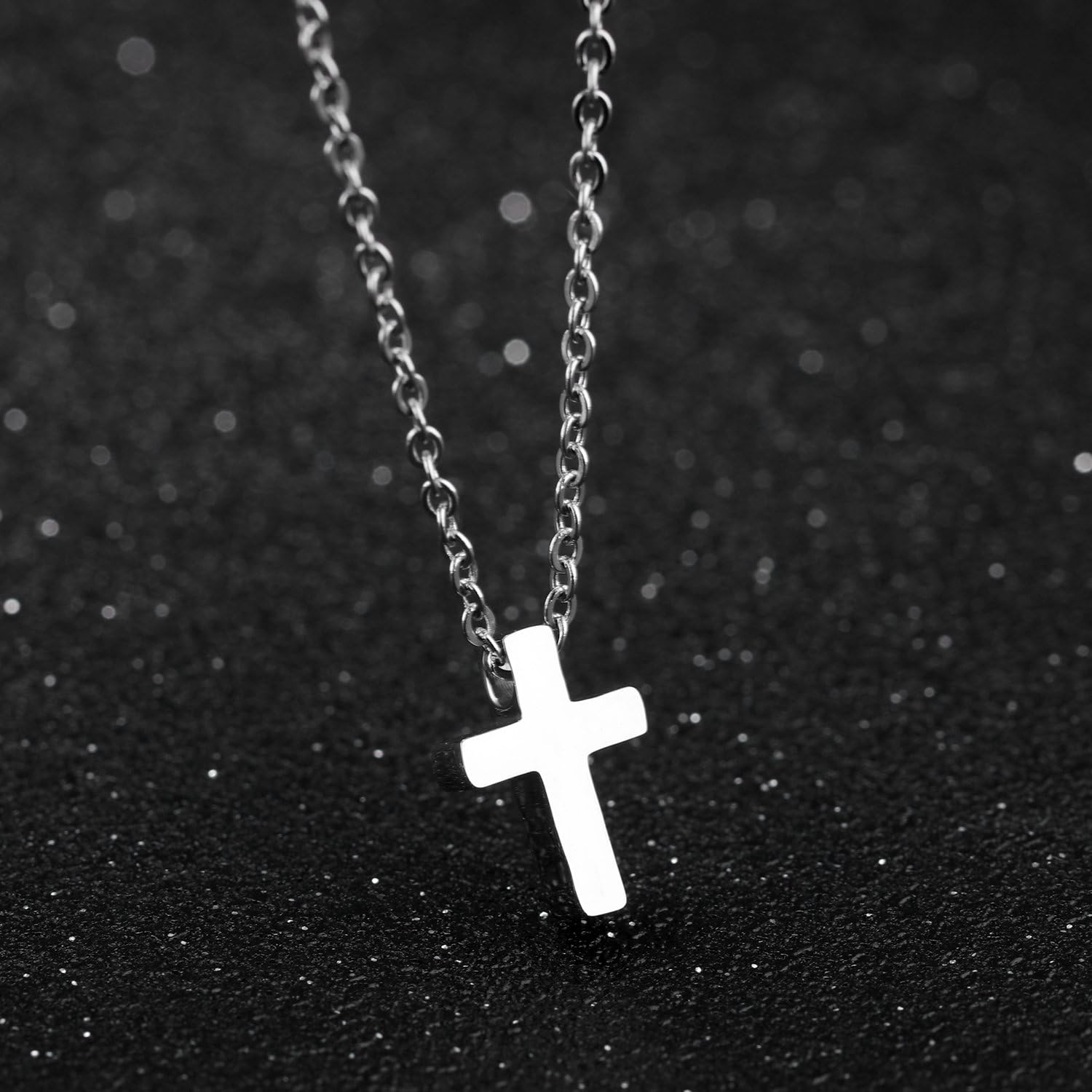 TEMICO Tiny Simple Cross Pendant for Children Boys Girls Stainless Steel Small Necklace with 16" Chain image number 5