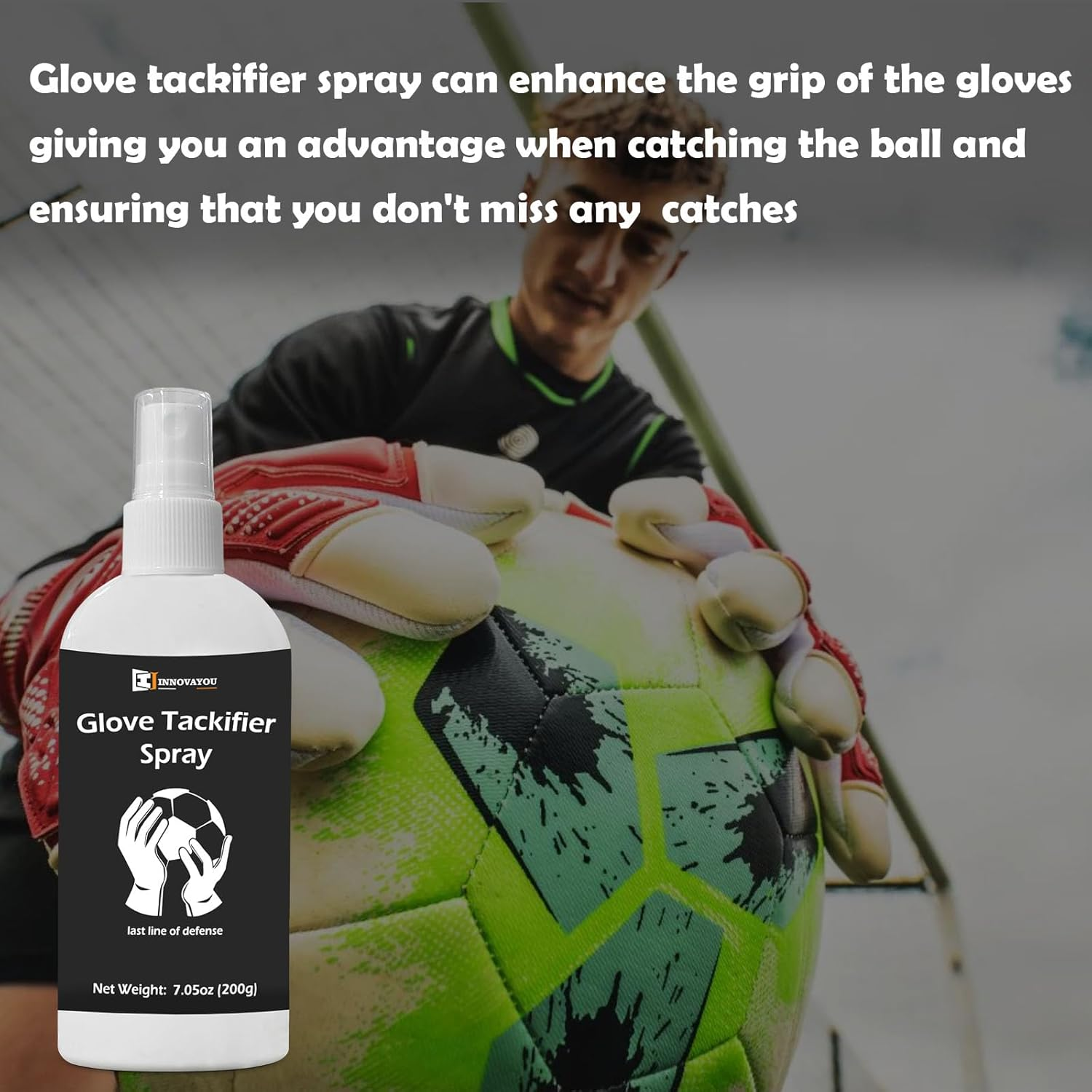 Glove Tackifier Spray 200Ml, Goal Keeper Gloves Tackifier, Increased Holding Power and Stickiness, Grip Training for Beginner Goal Keeper, Suitable for Football Goal Keeper Sports image number 3