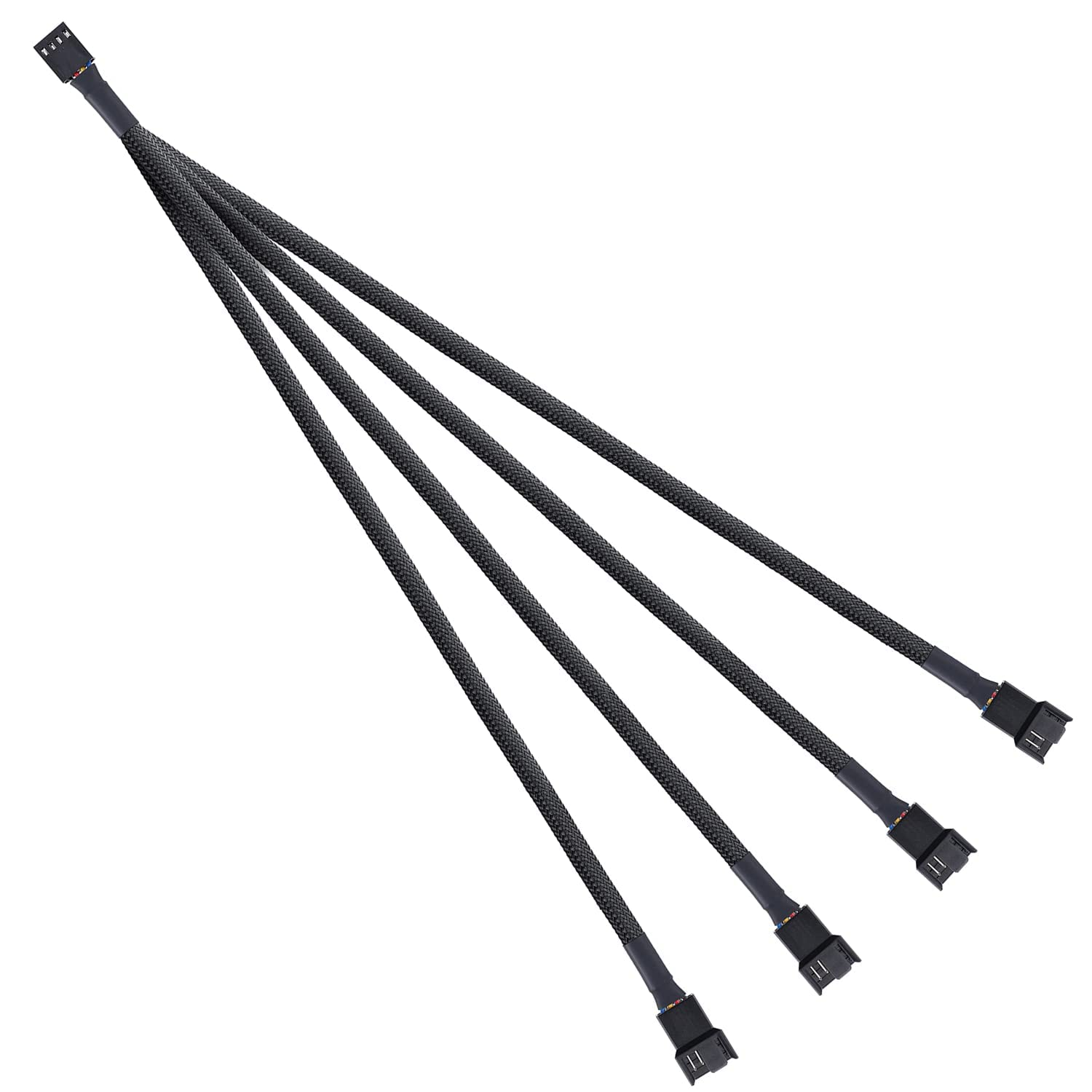 2 Pack 4-Pin PWM Fan Splitter Cable, Sleeved Braided Adapter Computer PC Power Extension Cable 1 to 4 Converter for ATX Case 4-Pin/3-Pin Cooling image number 6