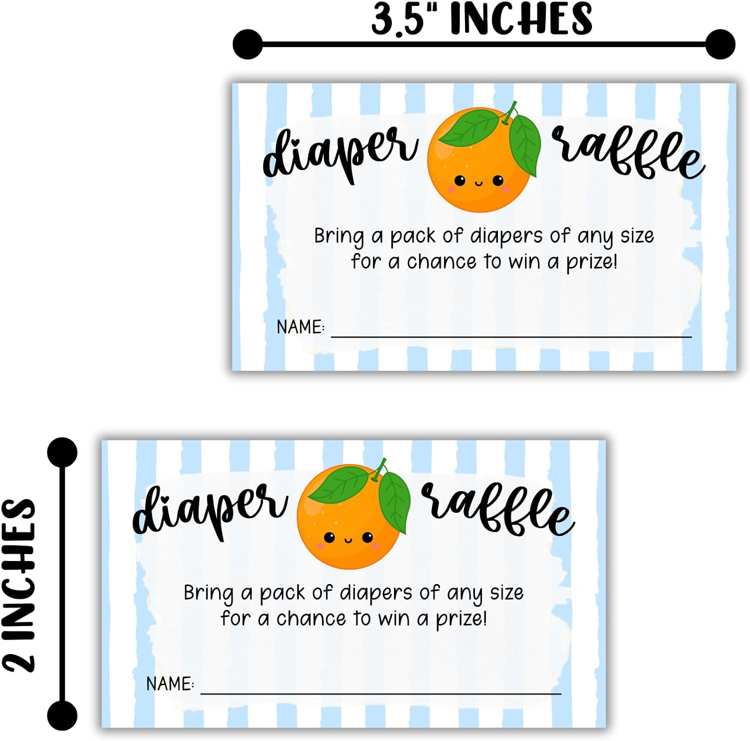 Little Cuties Oranges Diaper Raffle Tickets 50Pk 2X3.5&rdquo; Blue Stripes Books for Baby Sign Invitations Summer Matches Pop It When She Pops Inserts