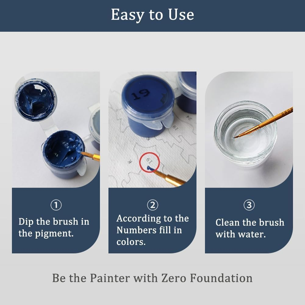 Paint by Number for Adults. Lily Paint by Numbers for Adults Beginner Drawing Paintwork with 3 Paintbrushes Paint Canvas Oil Painting 16&rdquo; X 20&rdquo; image number 5