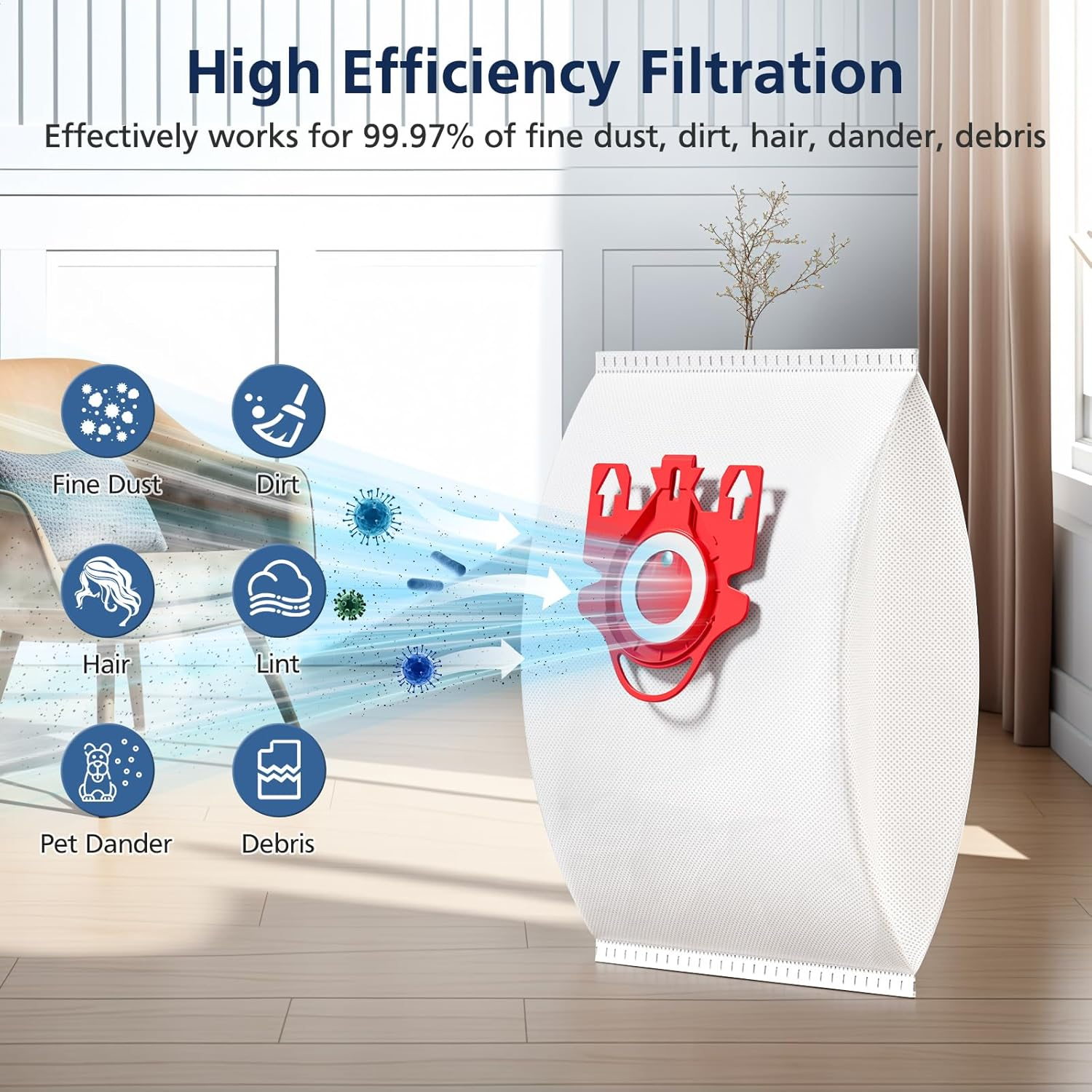 12 Pack 3D Airclean Dust Bags for Miele FJM Vacuum Compact C2 Compact C1 Complete C1 S241 S290 S300I S500 S700 S4 S6 Series Canister Vacuum Cleaner image number 4