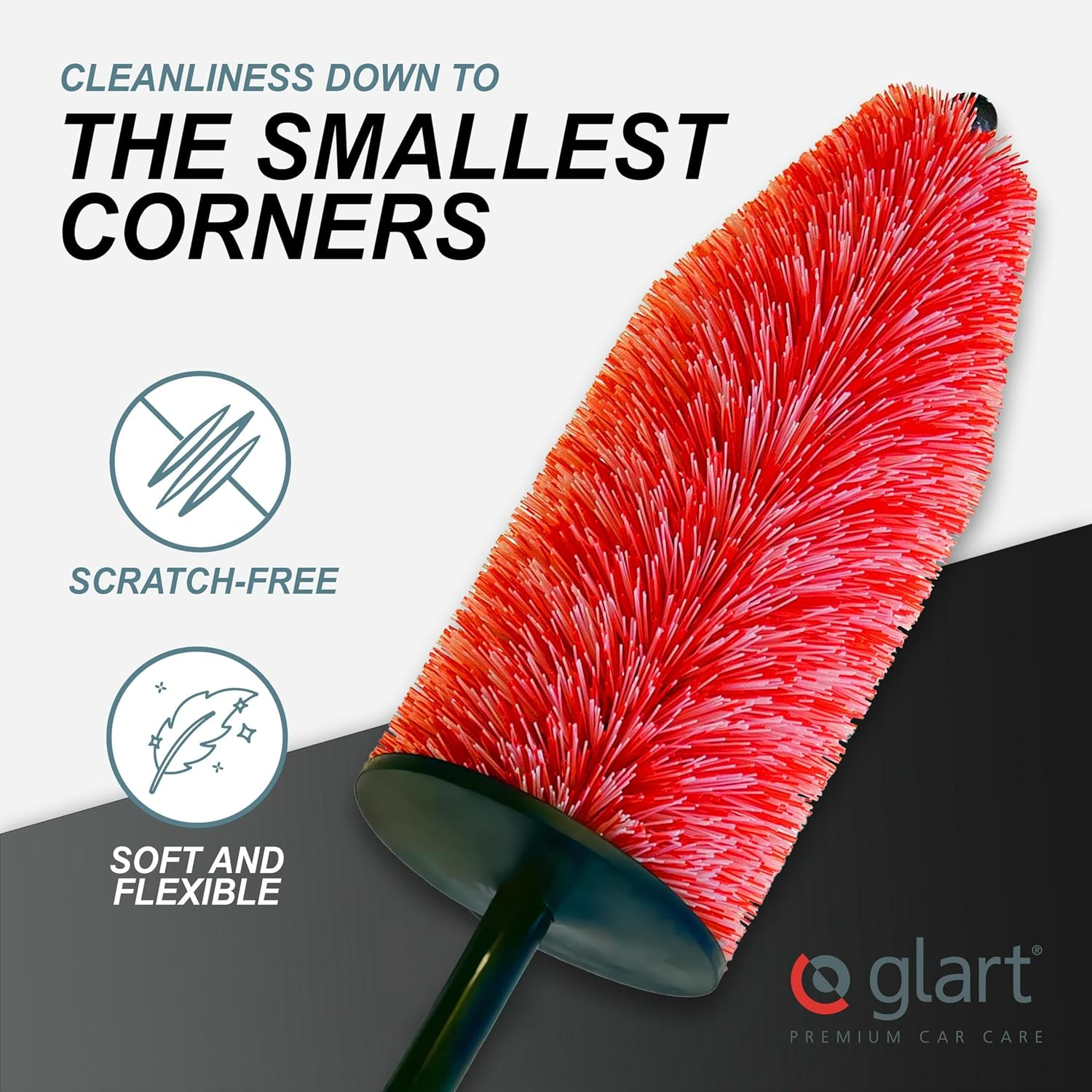 Glart 44FB Wheel Brush for Aluminium and Steel Rims, Black/Blue, 2.0 Cm*30.0 Cm*10.0 Cm