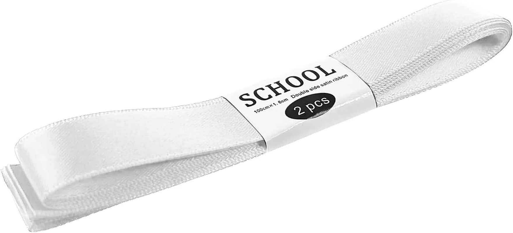 2Pcs Satin Ribbon Hair Bow Tie Double Side Kids Girls DIY Crafts School Colours (White) - Black image number 6