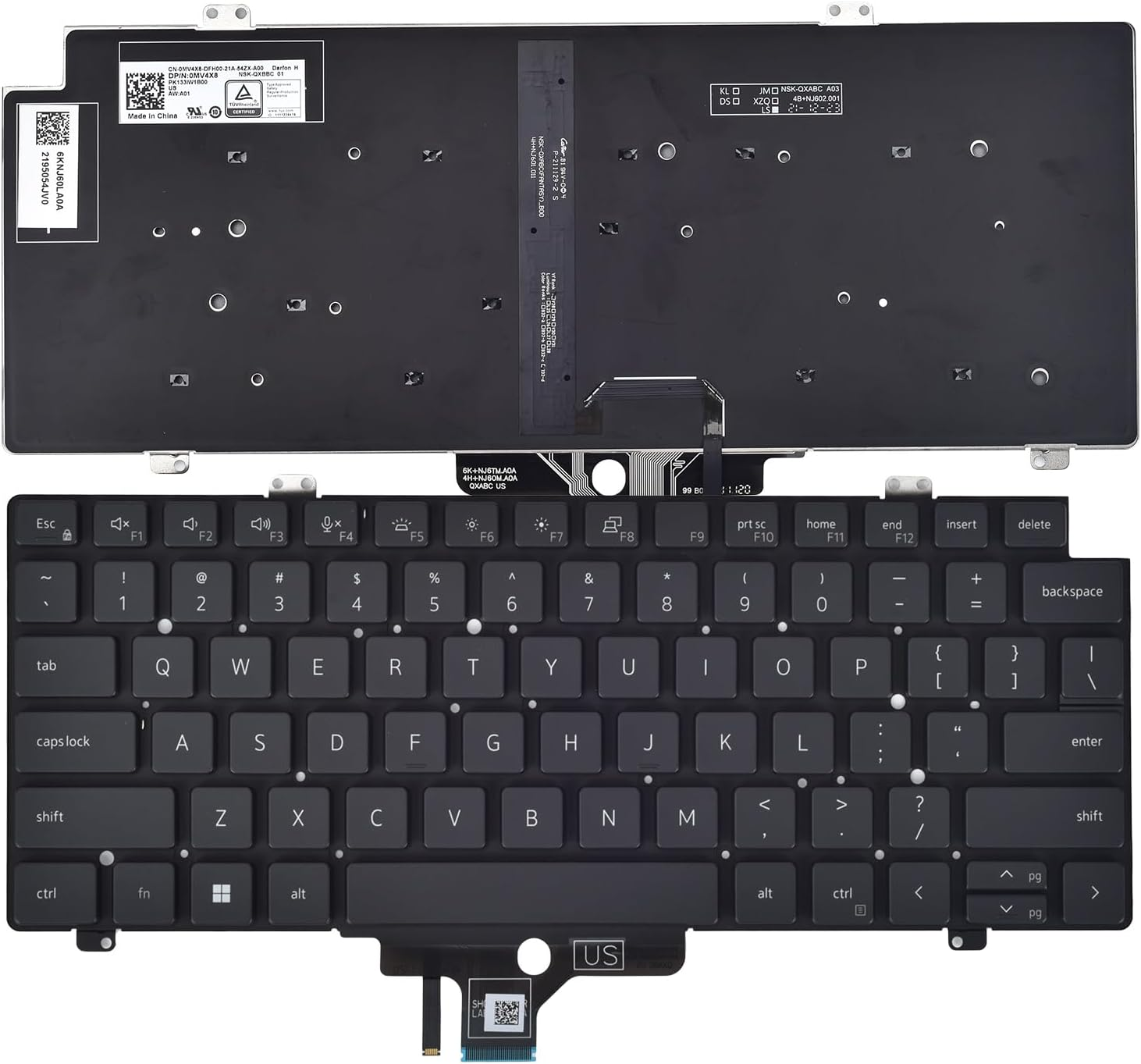 Replacement Keyboard for Dell Latitude 5420 5421 5430 5431 5440 5450 7420 7430 7520 7530, Precision 3470 3480 Series Laptop with Backlit P/N: MV4X8 0MV4X8, US Layout image number 1