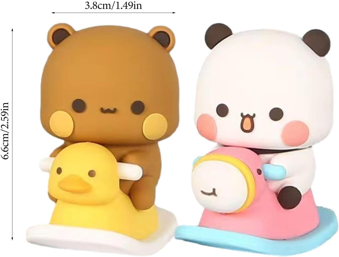 WADY 2Pcs Bubu and Dudu Bears Car Dashboard Decorations, Cute Panda Bear Figure Statue for Desk & Tabletop, Cartoon Animal Ornament Home & Office Decor image number 1