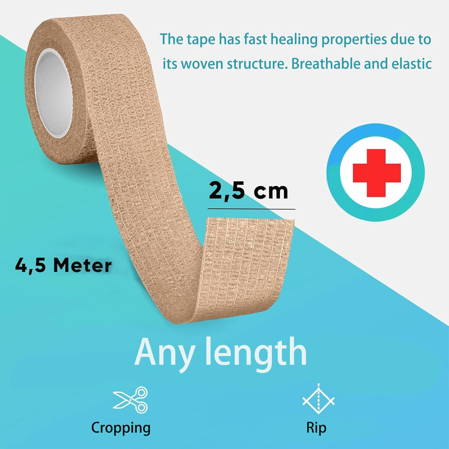 Self Adherent Wrap Tape, 8 Rolls 1'' X 5Yards Strapping Tape, Stretch Breathable Athletic Bandage, First Aid Cohesive Bandage for Sports, Human,Ankle Sprains,Vet Wrap,Swelling image number 4