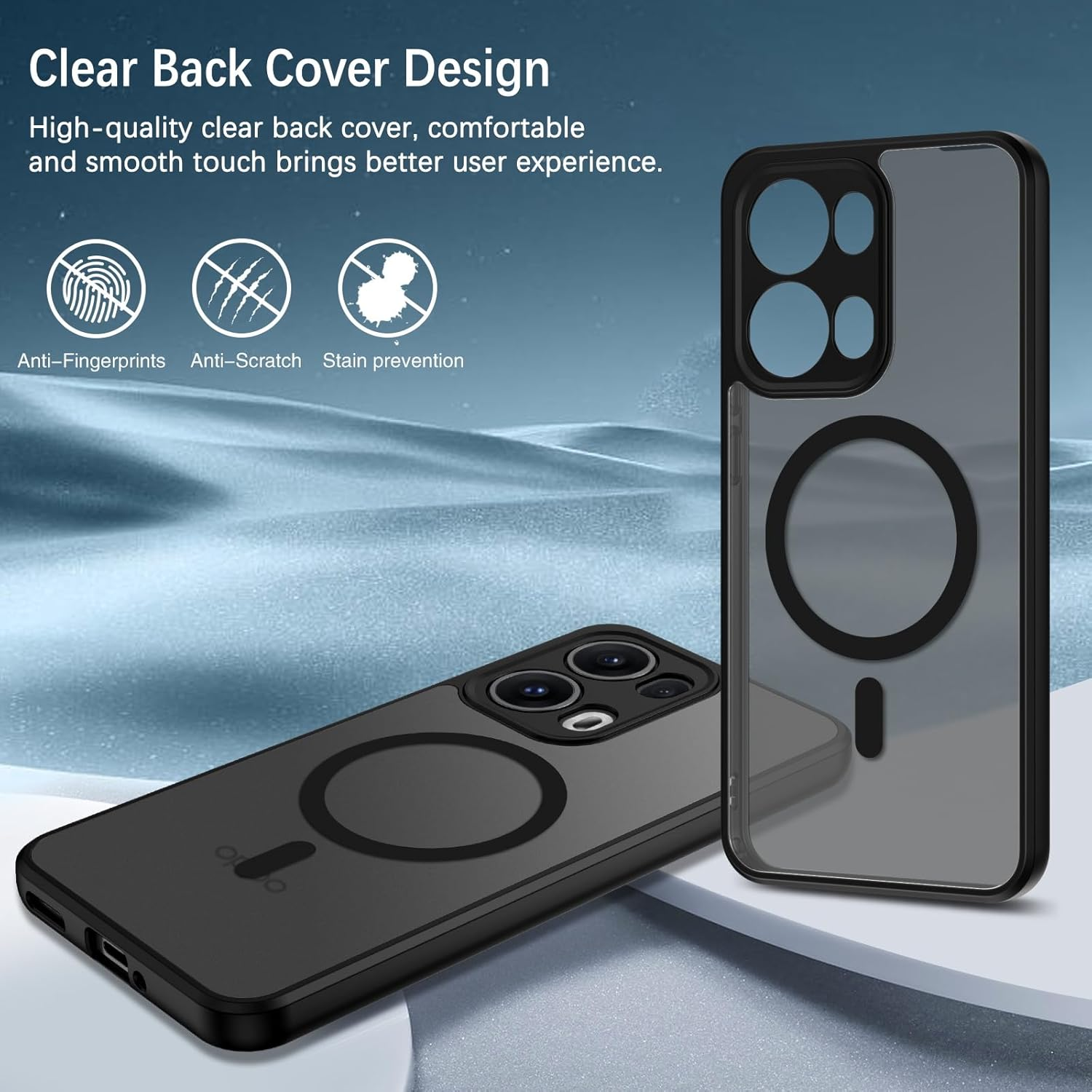 DUEDUE for Oppo Reno 13 Pro 5G 6.83" Case Magnetic, Compatible with Magsafe, [Skin-Touch] Matte Translucent Shockproof Military-Grade Protection Slim Cover for Oppo Reno13 Pro, Black image number 2