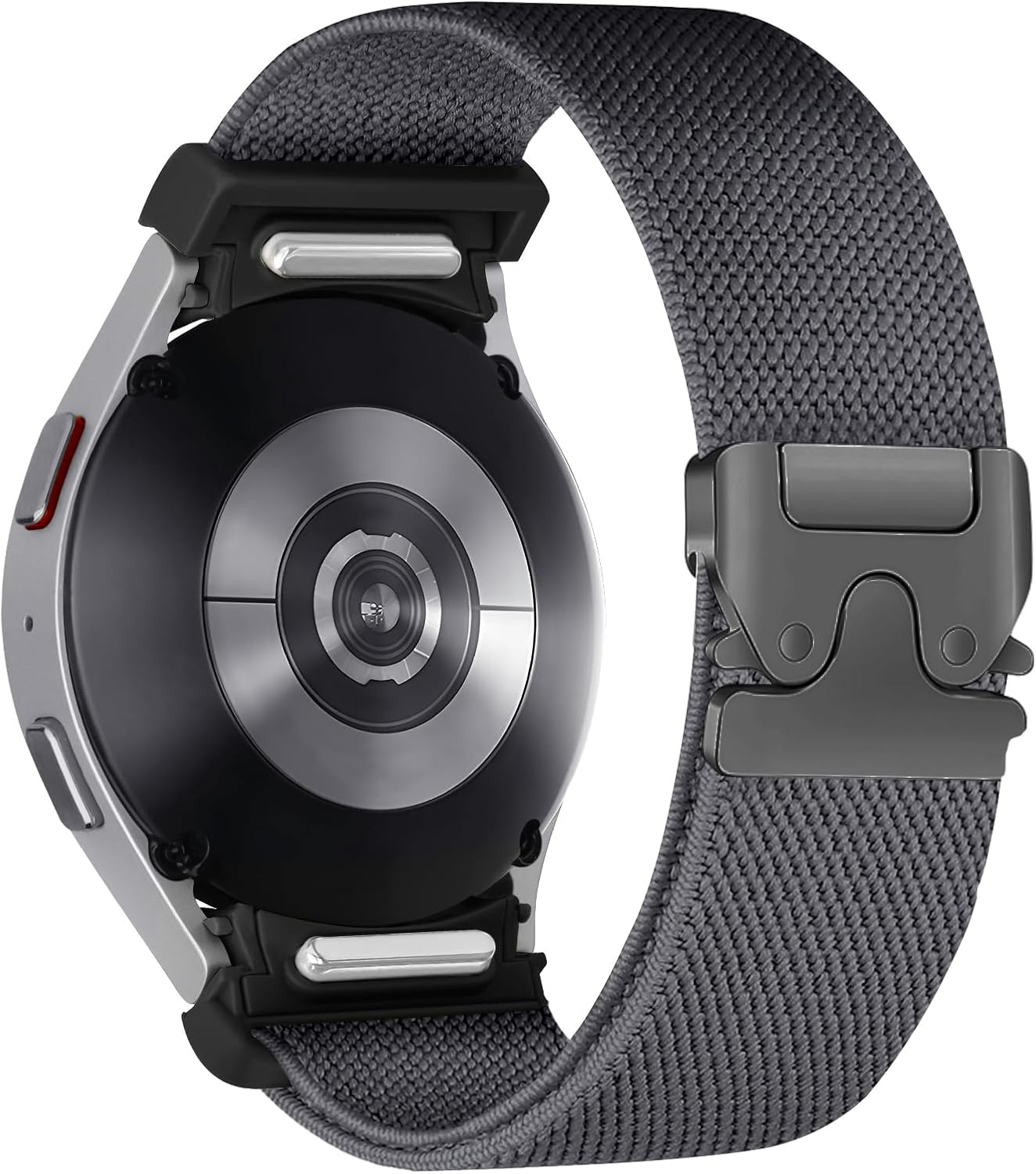 One Click Elastic Nylon Band for Samsung Galaxy Watch 7 6 5 4 Band Women Men 40Mm 44Mm/Galaxy Watch 6 4 Classic 47Mm 43Mm 42Mm 46Mm/5 Pro 45Mm/Fe, 20Mm No Gap Stretchy Parachute Buckle Watch Band