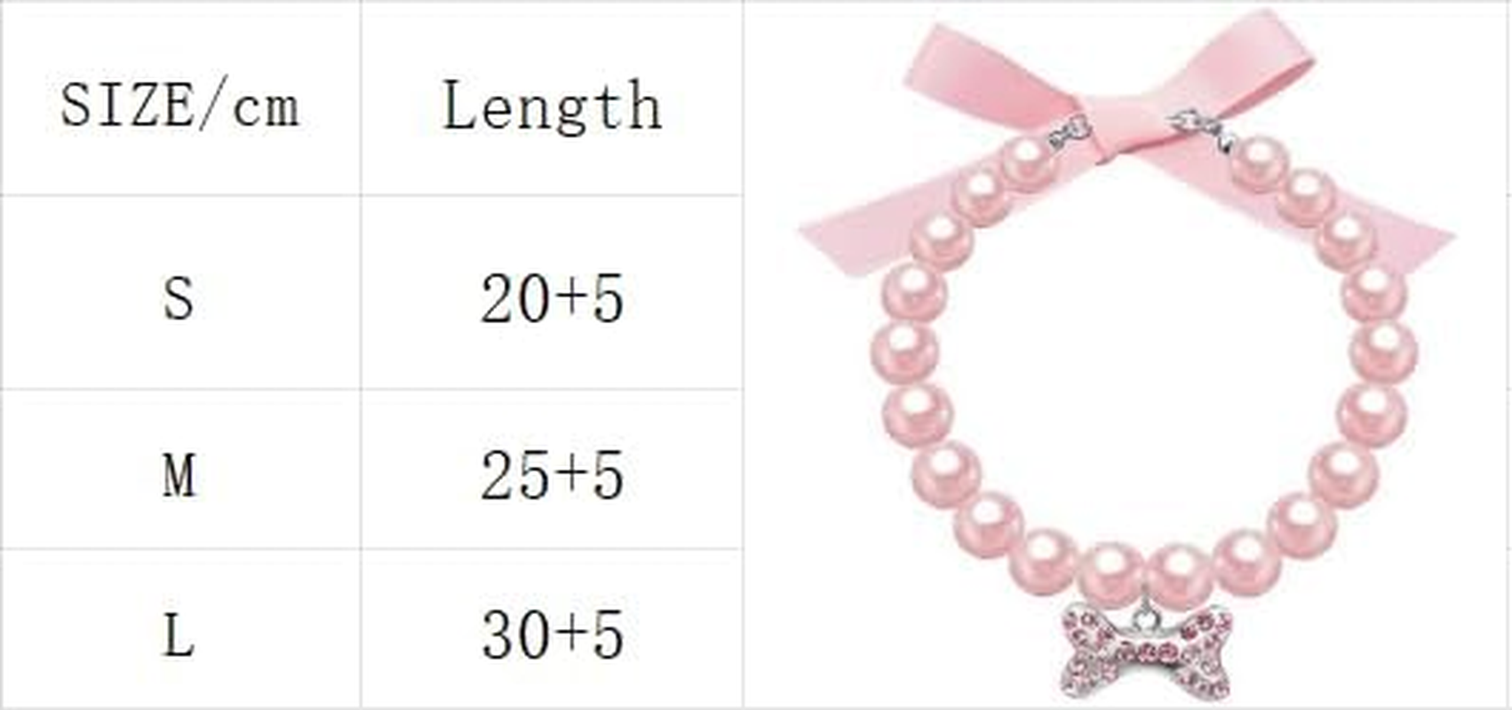 Dog Accessories for Girls Pearl Collar Necklace for Dogs Cats Coquette Bow Pearl Dog Necklace Collar Jewelry for Wedding Birthday Party Diamond Pearls Necklace with Rhinestone Bone for Dog (Pink, L) image number 1