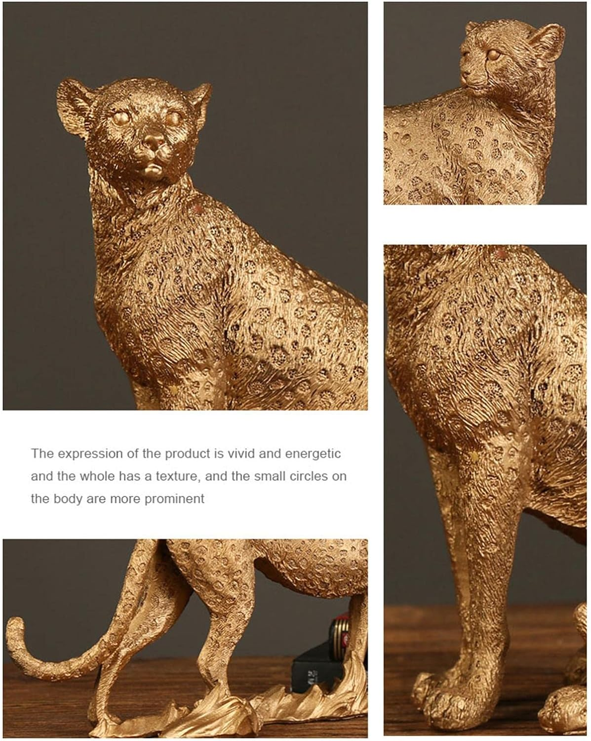 Fenteer Retro Cheetah Statue Figurine Panther Leopard Sculpture Table Desktop Decoration, the Solid Base Is Stable, the Stability Is Leopard image number 5