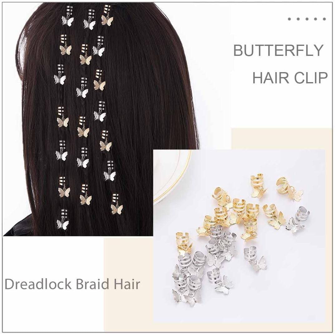 PLABBDPL Pack of 20 Dreadlock Jewellery Hair Spiral Clips, Hair Braid Rings, Aluminium Dread Lock, Adjustable Metal Cuffs, Dreadlocks, Beads, Braiding Hair Jewellery, Hair Dreadlocks Accessories for Men and Women