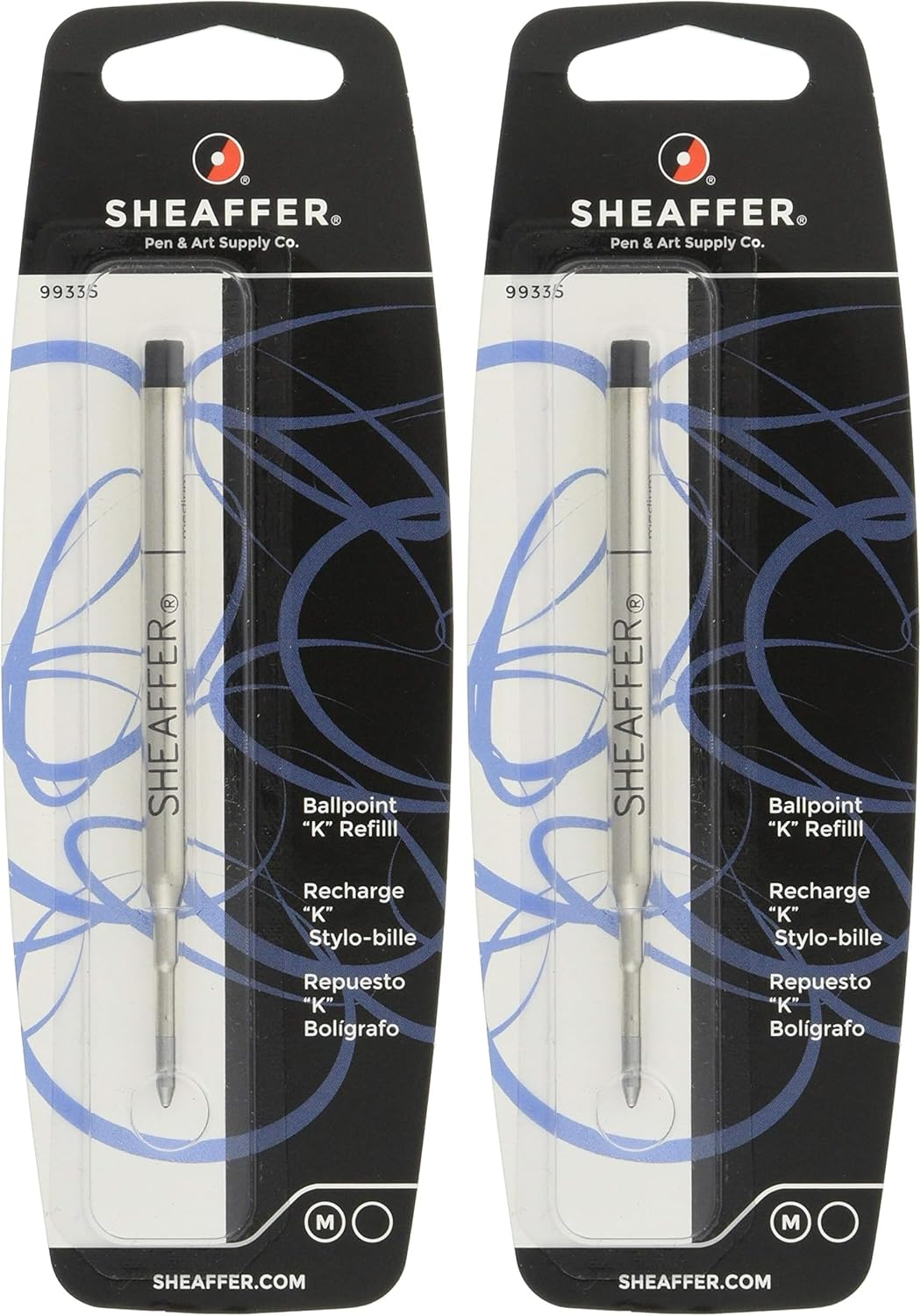 Sheaffer K Ballpoint Refill, Black Ink, Medium Point, Single Blister Card (99335) - 1 Count (Pack Of 1), Blue Medium image number 1