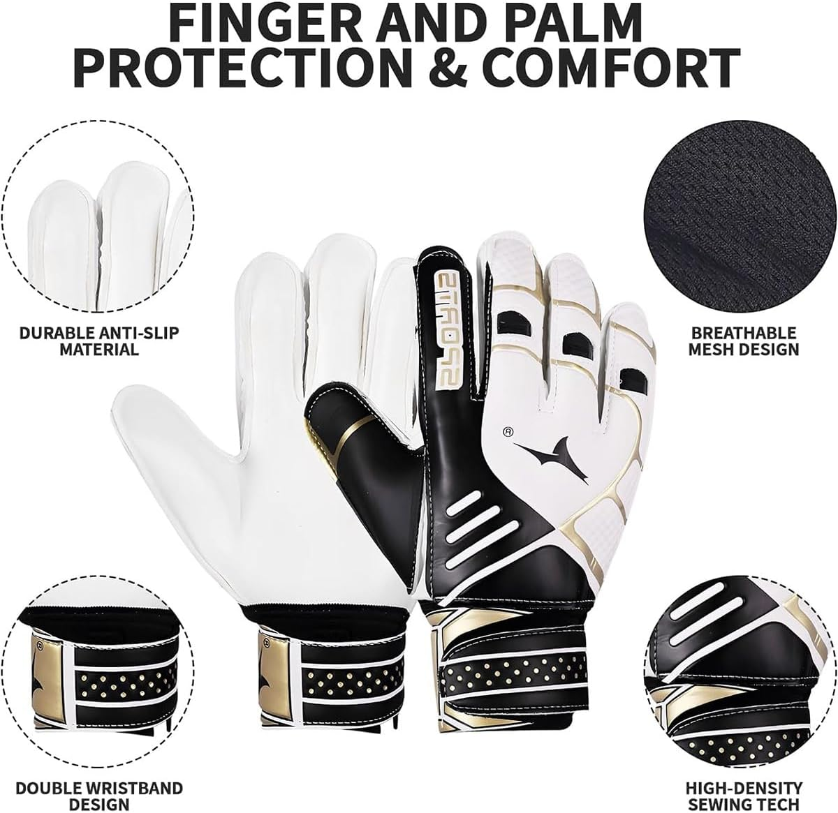 Annuoyi Goalie Gloves, Football Goalkeeper Gloves, Kids Football Gloves with Finger Spine & Double Wrist Protection, for Girls Boys Goalkeeping Training image number 6