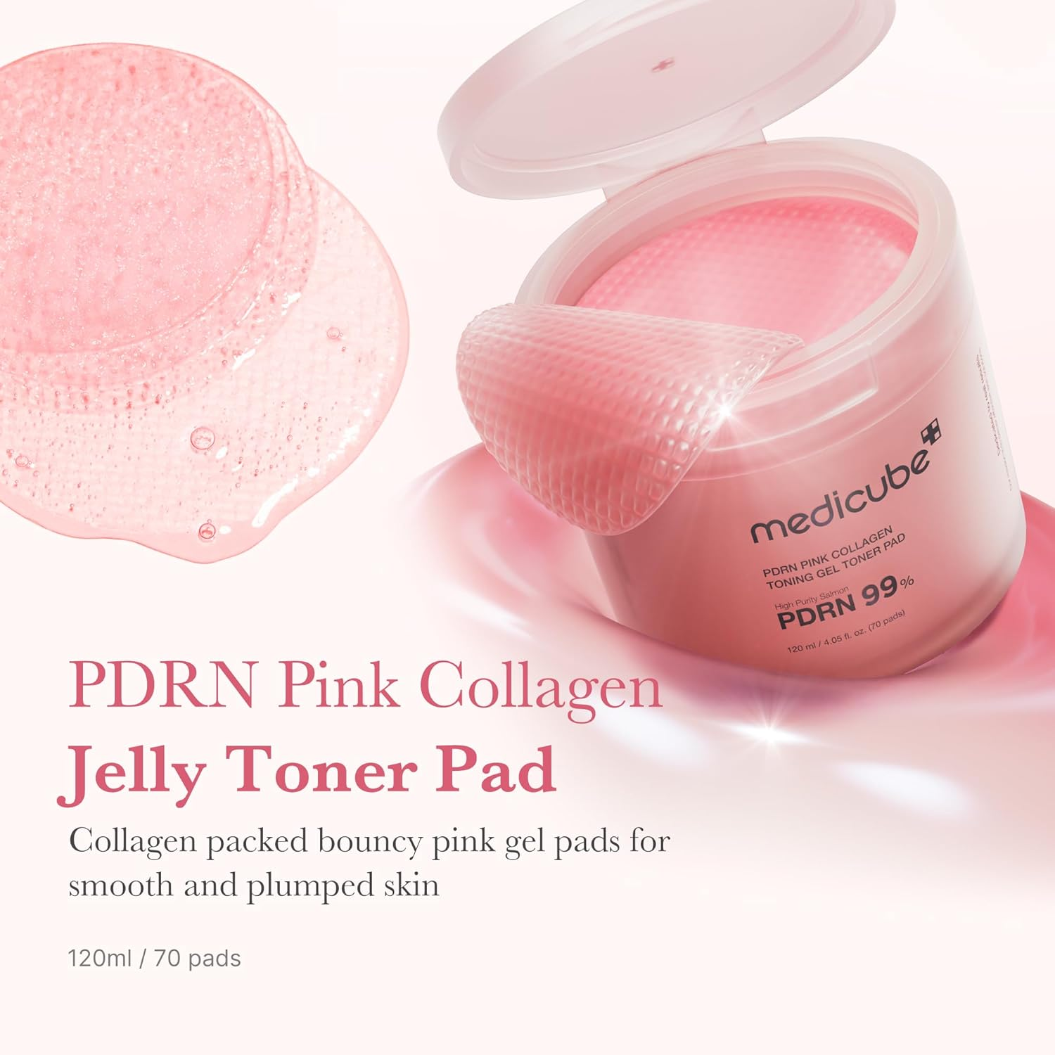 MEDICUBE - PDRN Pink Collagen Toning Gel Toner Pad - 70 Pads image number 1